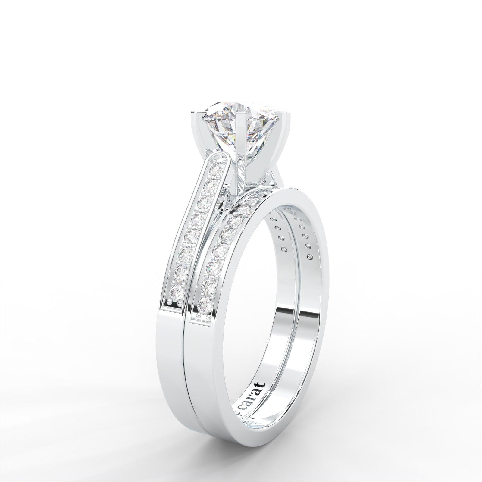 Round Moissanite Bridal Solitaire Ring Set - 1.87 CARAT, 14K Two-Tone Gold Plated