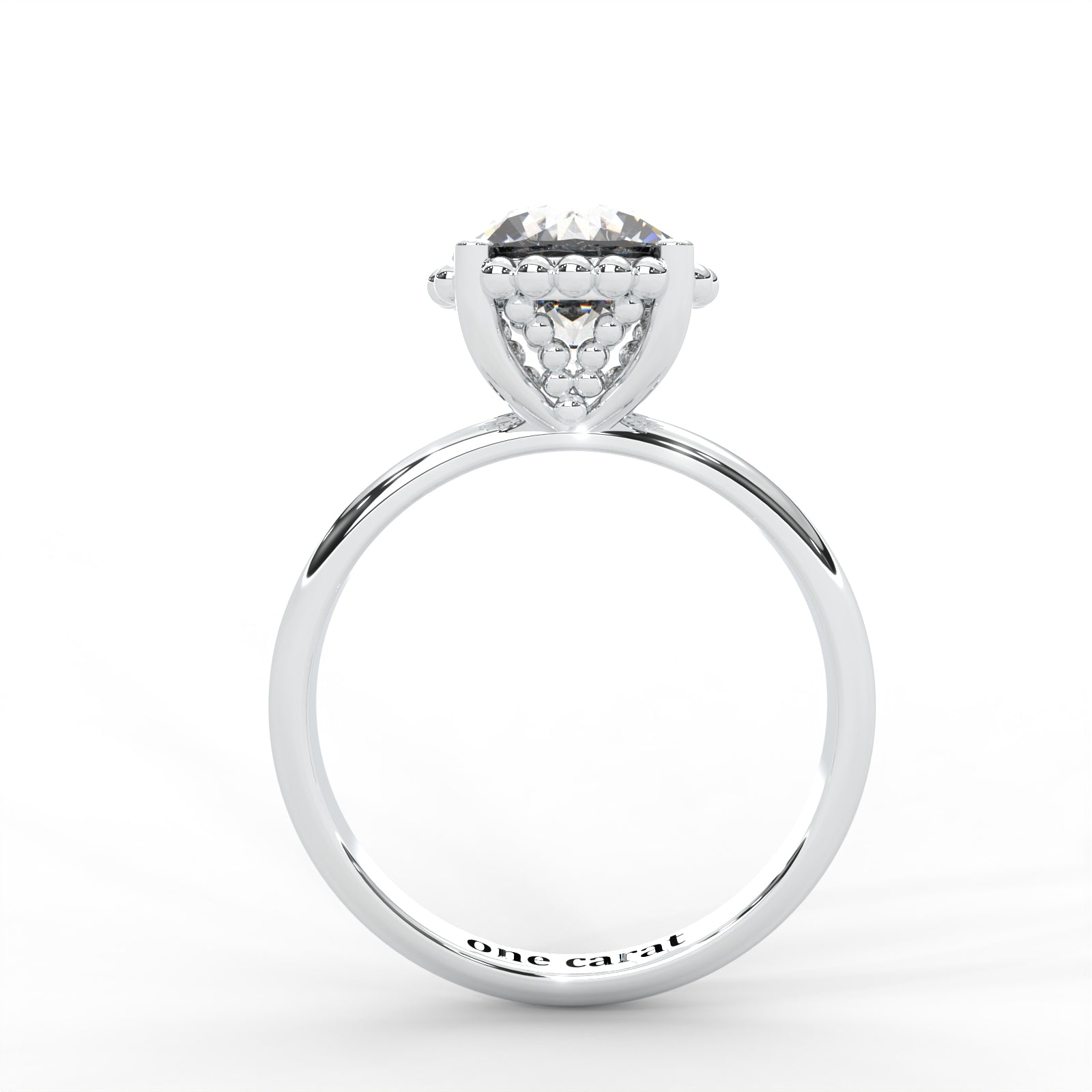 Round Moissanite Beaded Solitaire Ring - 1 CARAT in 14K Rose Gold Plated