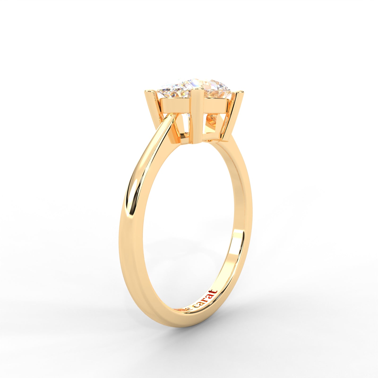 Oval Moissanite East-West Solitaire Ring - 1 CARAT in 14K Yellow Gold Plated