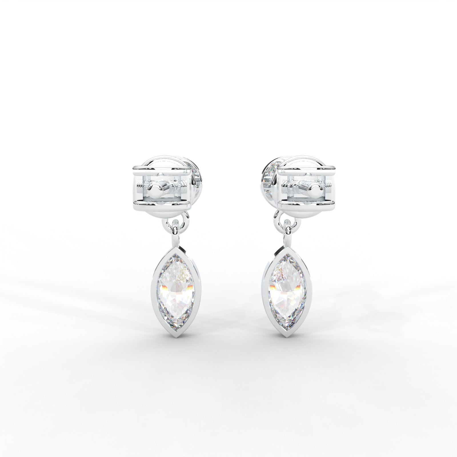 0.66 CARAT Marquise Moissanite Bezel Drop Earrings in 14K Yellow Gold Plated