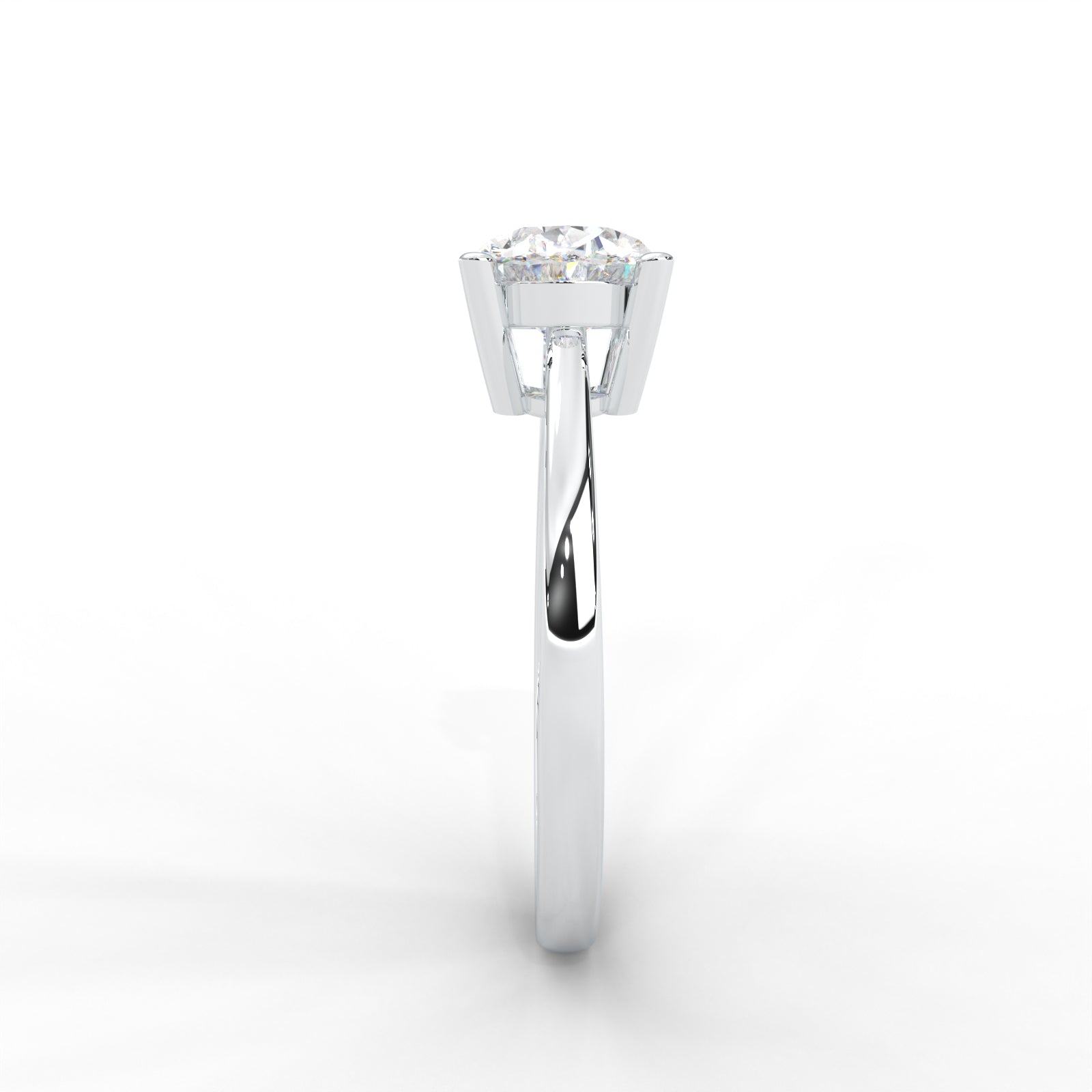 Oval Moissanite East-West Solitaire Ring - 1 CARAT in 14K Yellow Gold Plated