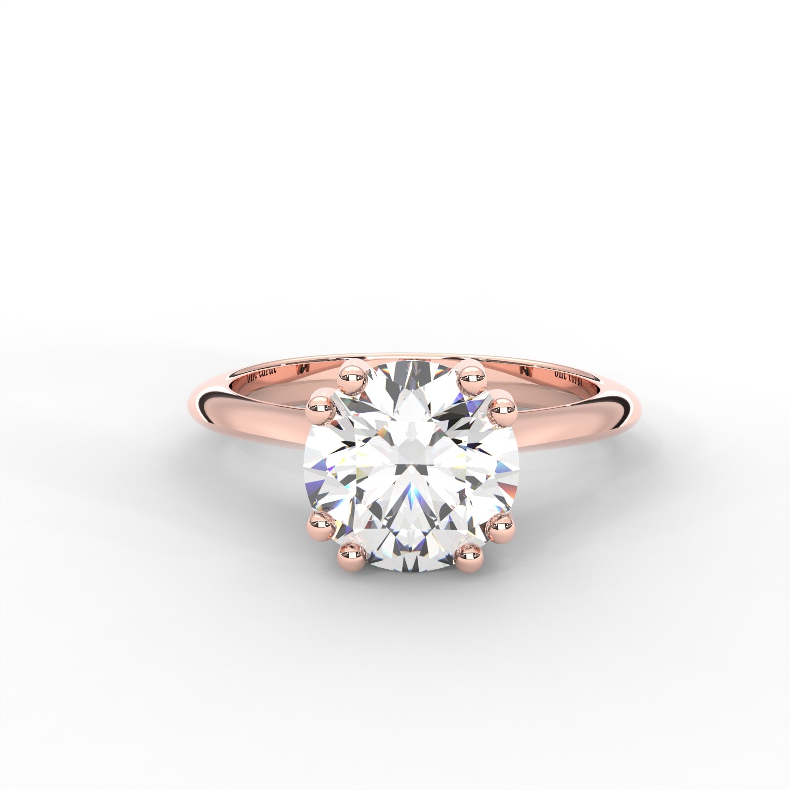 Round Moissanite Double Prong Solitaire Ring - 1 CARAT in 14K Rose Gold Plated