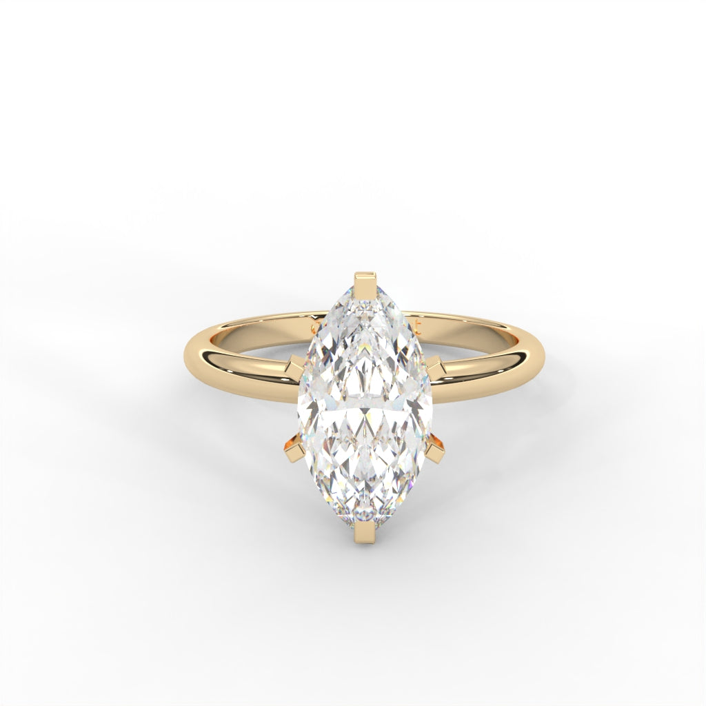 Marquise Moissanite Solitaire Ring - 1 CARAT in 14K Two-Tone Gold Plated