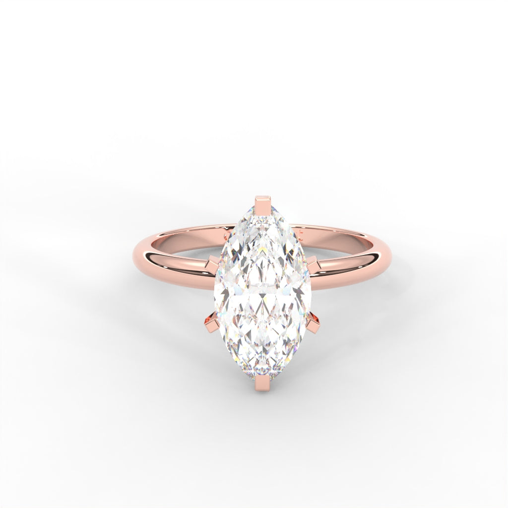 Marquise Moissanite Solitaire Ring - 1 CARAT in 14K Two-Tone Gold Plated