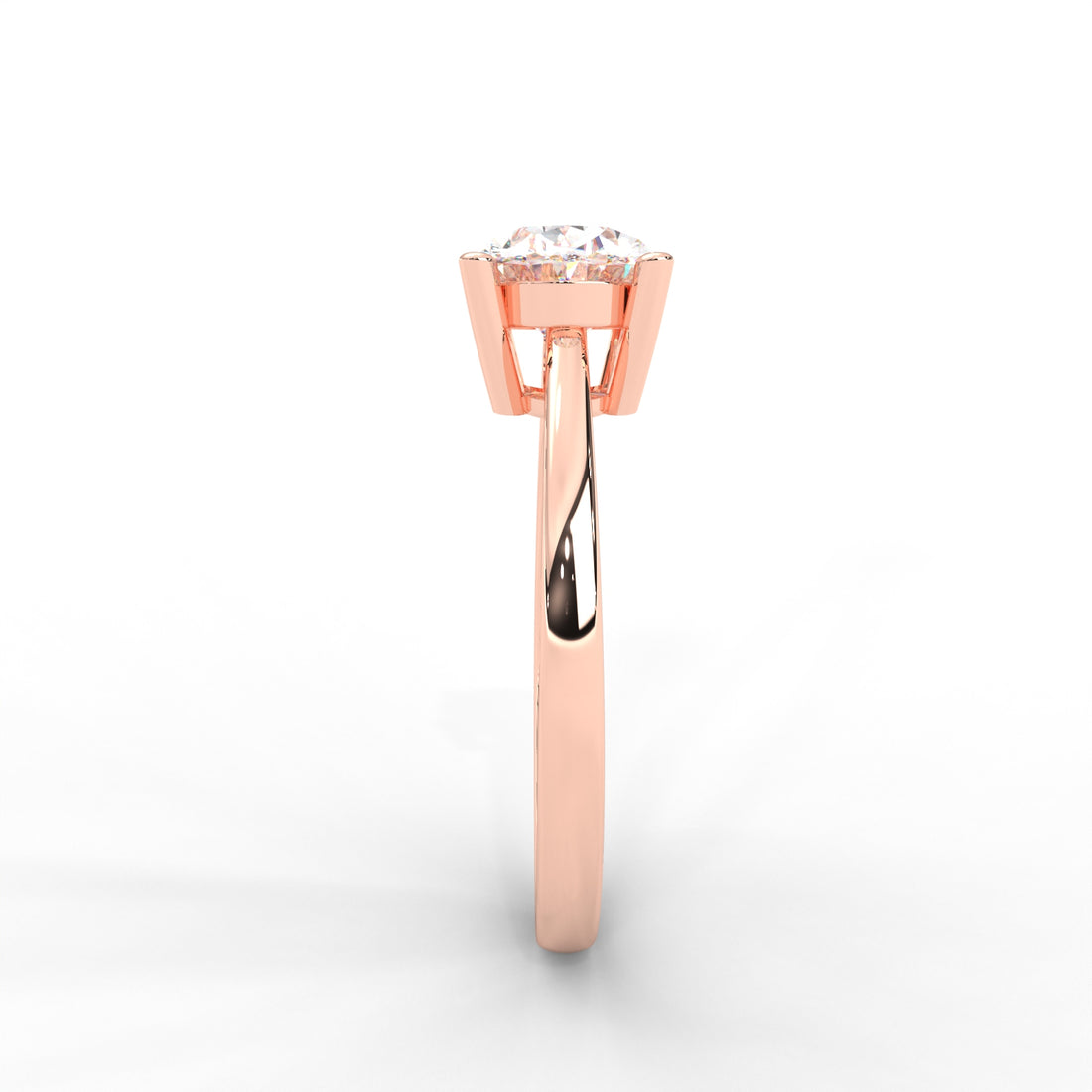 Oval Moissanite East-West Solitaire Ring - 1 CARAT in 14K Yellow Gold Plated