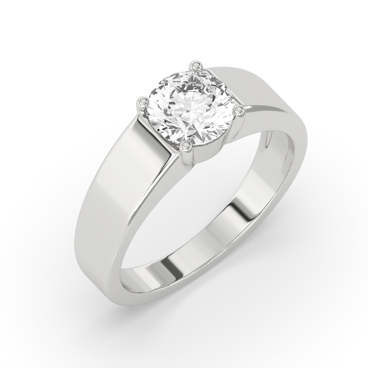 1.2 CT Round Cut Moissanite Men's Signet Ring with 7mm Solitaire in 925 Sterling Silver with 14K Gold Vermeil Plating