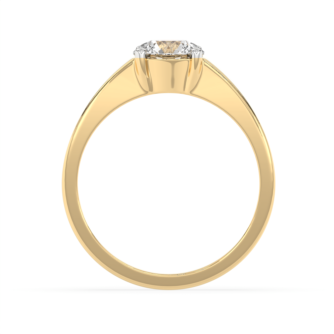 1.2 CT Round Cut Moissanite Men's Signet Ring with 7mm Solitaire in 925 Sterling Silver with 14K Gold Vermeil Plating