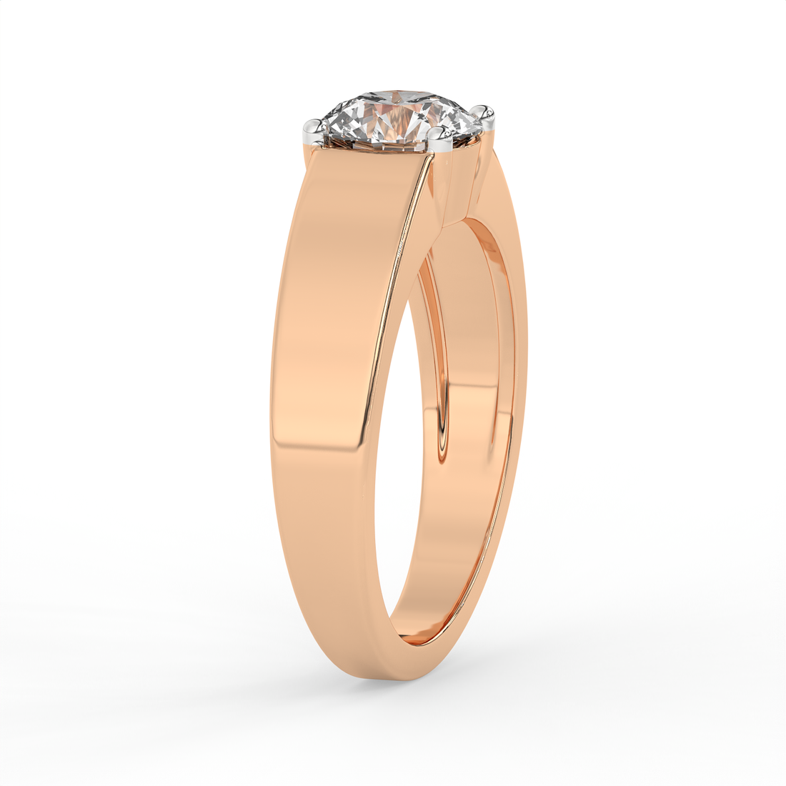 1.2 CT Round Cut Moissanite Men's Signet Ring with 7mm Solitaire in 925 Sterling Silver with 14K Gold Vermeil Plating