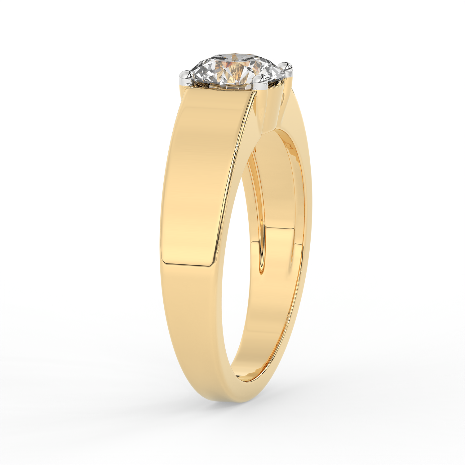 1.2 CT Round Cut Moissanite Men's Signet Ring with 7mm Solitaire in 925 Sterling Silver with 14K Gold Vermeil Plating