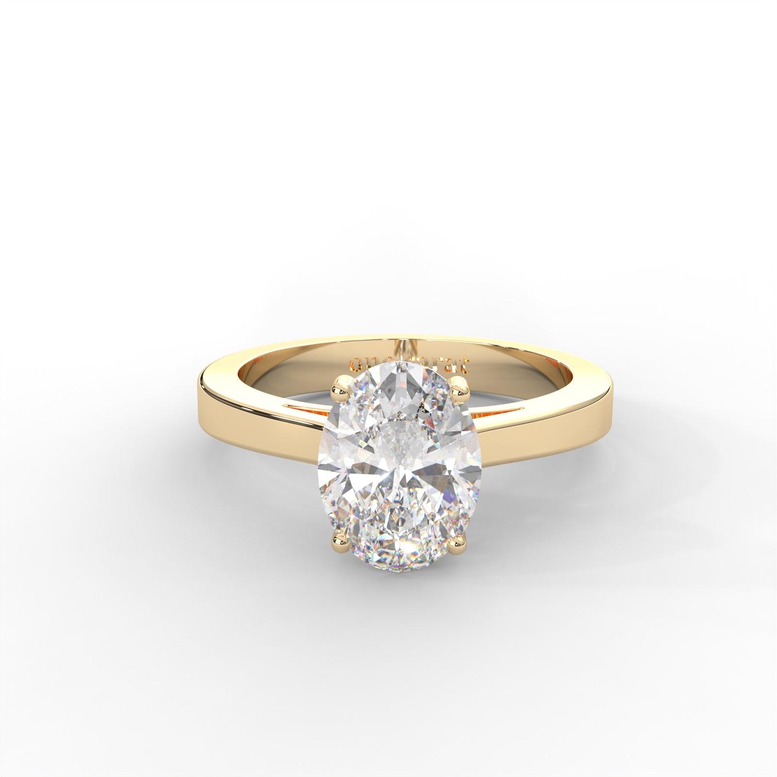 Oval Moissanite Solitaire Ring - 1 CARAT in 14K Yellow Gold Plated