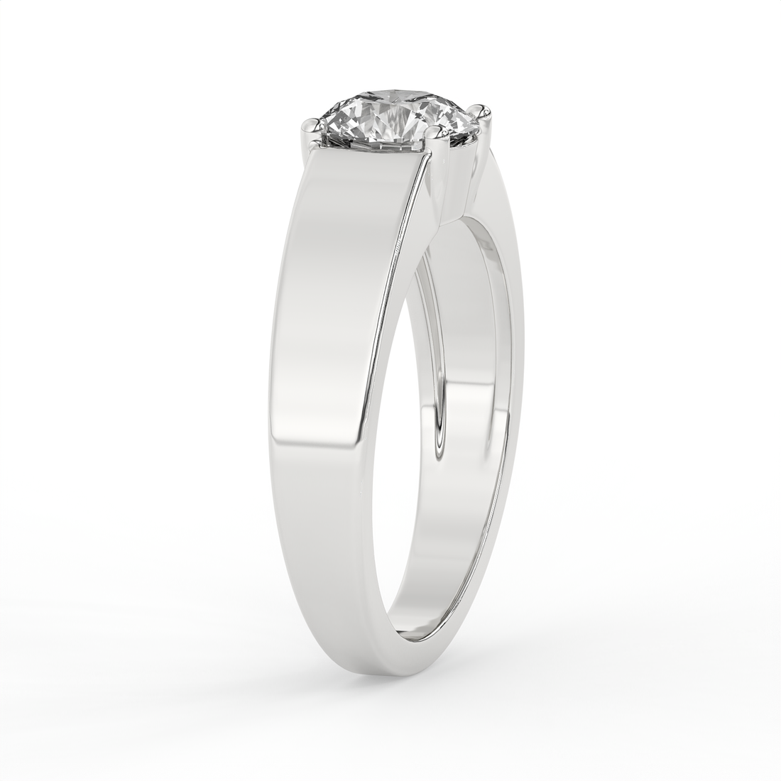1.2 CT Round Cut Moissanite Men's Signet Ring with 7mm Solitaire in 925 Sterling Silver with 14K Gold Vermeil Plating