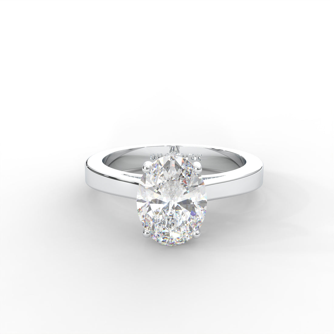 Oval Moissanite Solitaire Ring - 1 CARAT in 14K Yellow Gold Plated