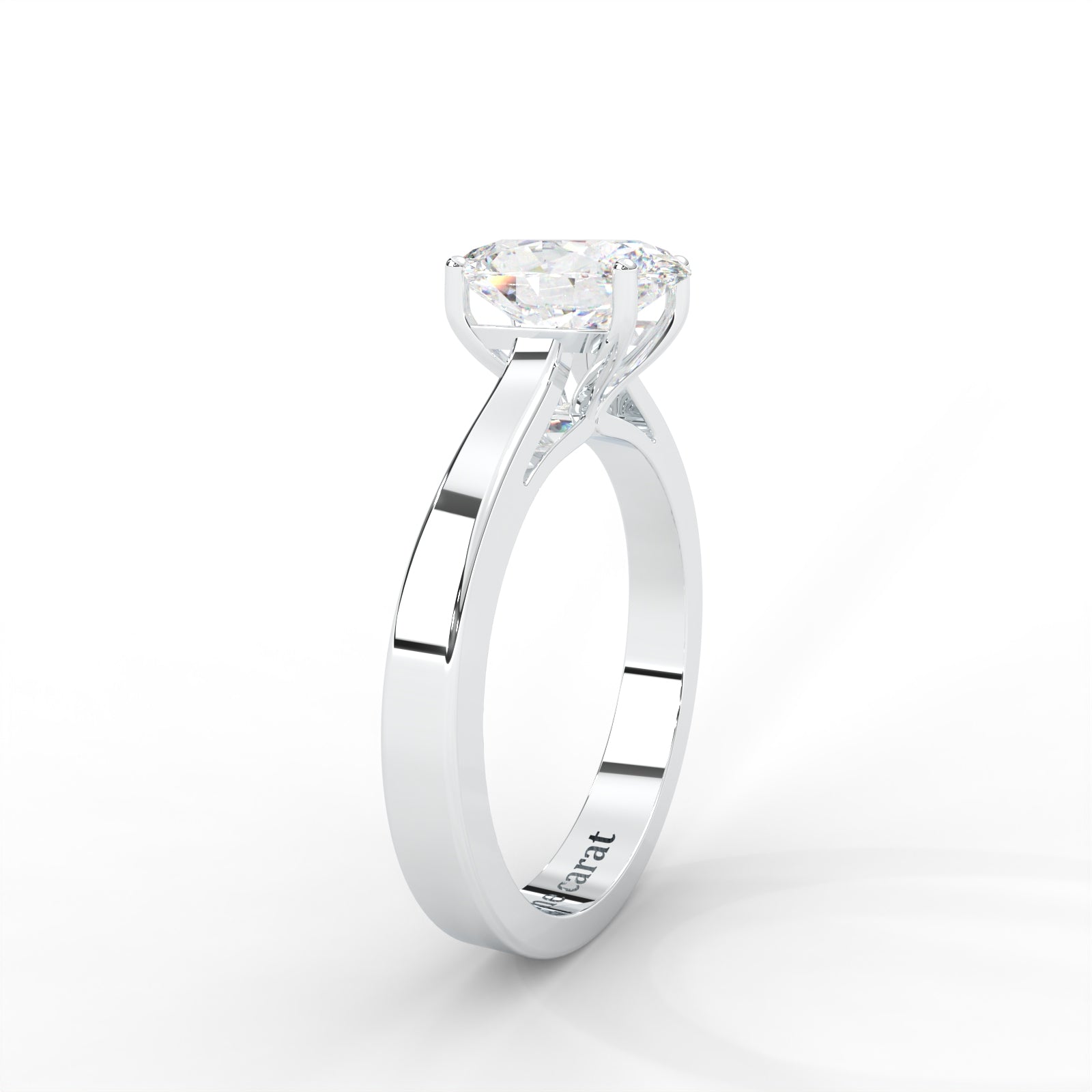 Oval Moissanite Solitaire Ring - 1 CARAT in 14K Yellow Gold Plated