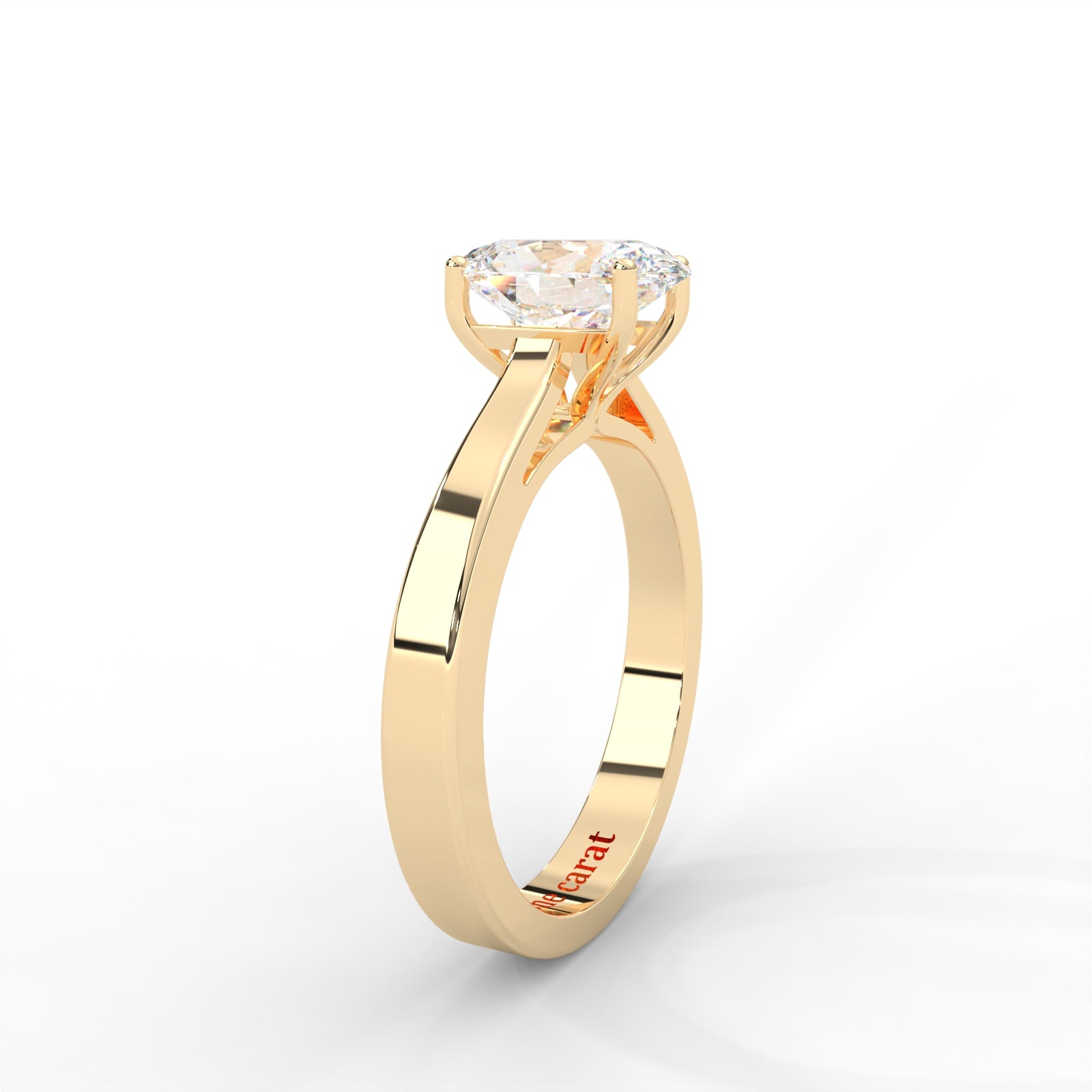 Oval Moissanite Solitaire Ring - 1 CARAT in 14K Yellow Gold Plated