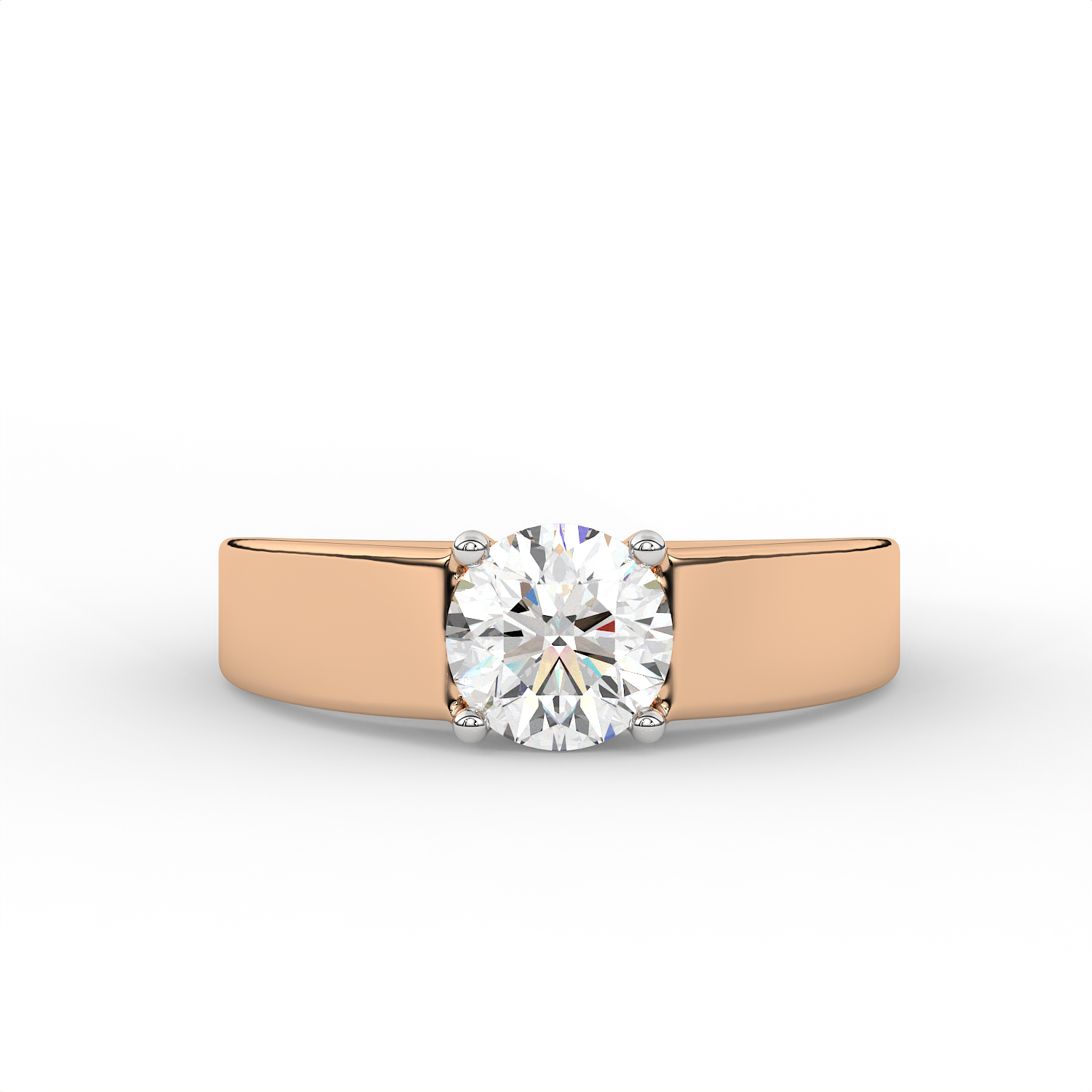 1.2 CT Round Cut Moissanite Men's Signet Ring with 7mm Solitaire in 925 Sterling Silver with 14K Gold Vermeil Plating