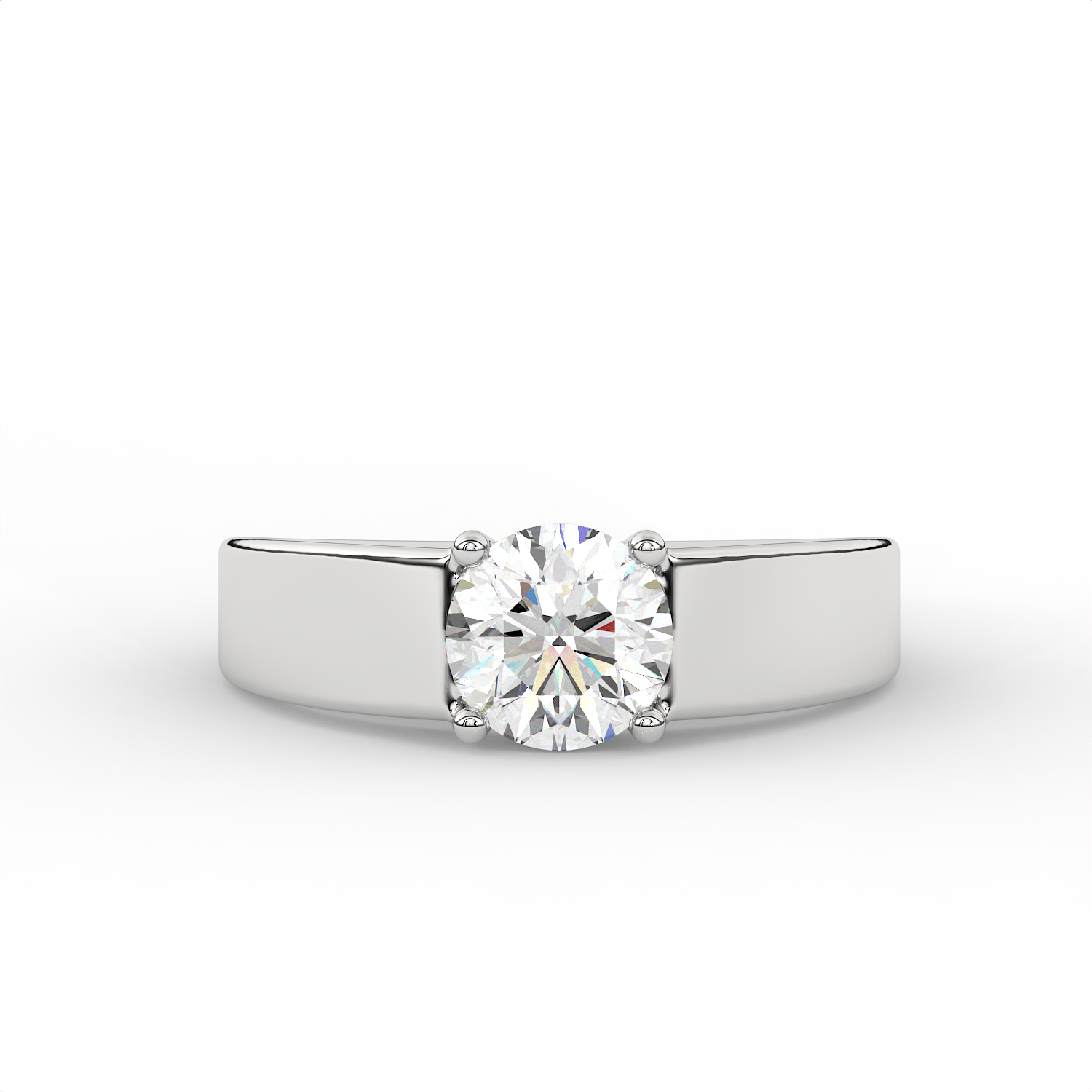 1.2 CT Round Cut Moissanite Men's Signet Ring with 7mm Solitaire in 925 Sterling Silver with 14K Gold Vermeil Plating