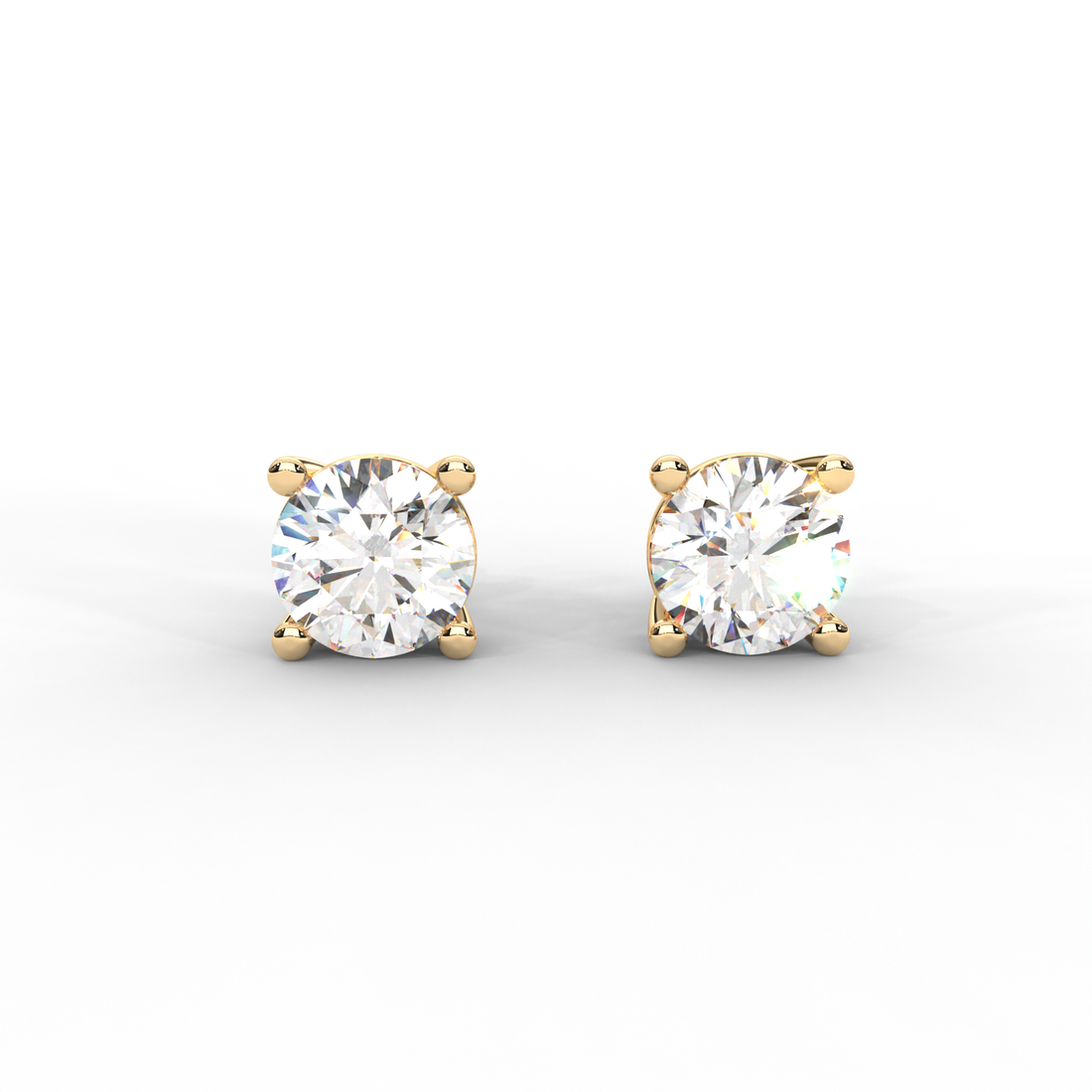 1 CARAT Round Moissanite Four Prong Screw-Back Earrings in 14K White Gold Plated