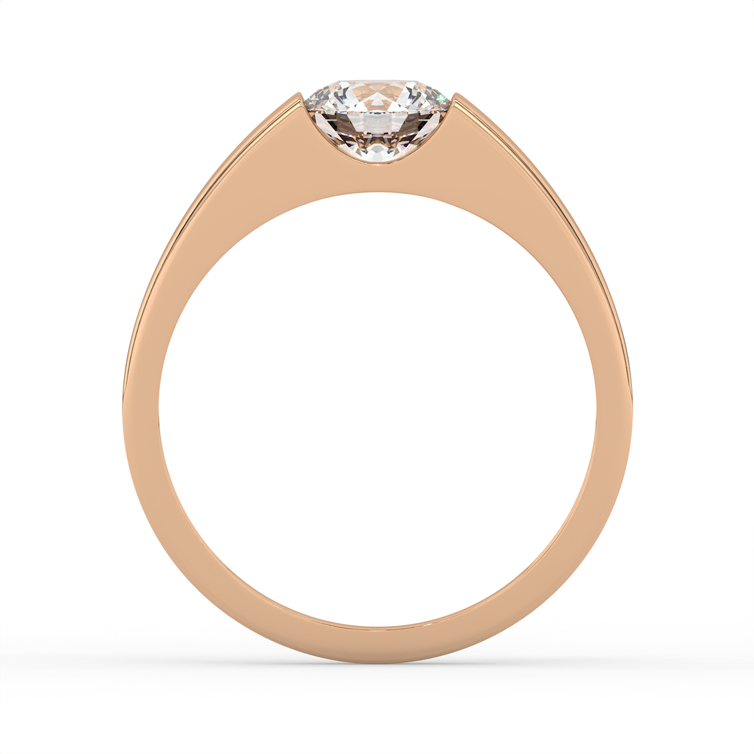 0.85 CT Round Cut Moissanite Men's Signet Ring with 6mm Solitaire in 925 Sterling Silver with 14K Gold Vermeil Plating