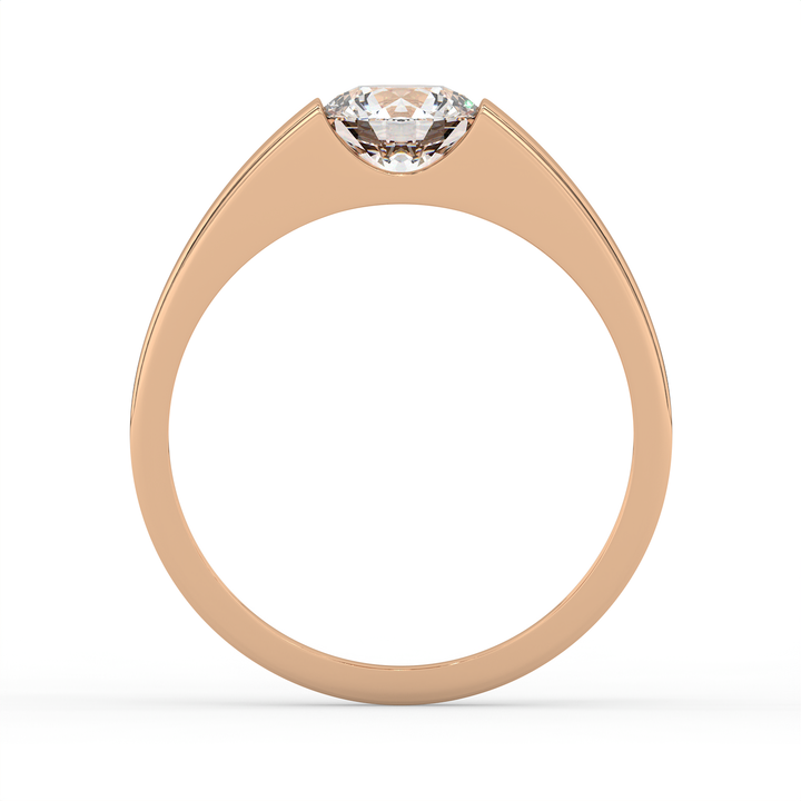 0.85 CT Round Cut Moissanite Men's Signet Ring with 6mm Solitaire in 925 Sterling Silver with 14K Gold Vermeil Plating