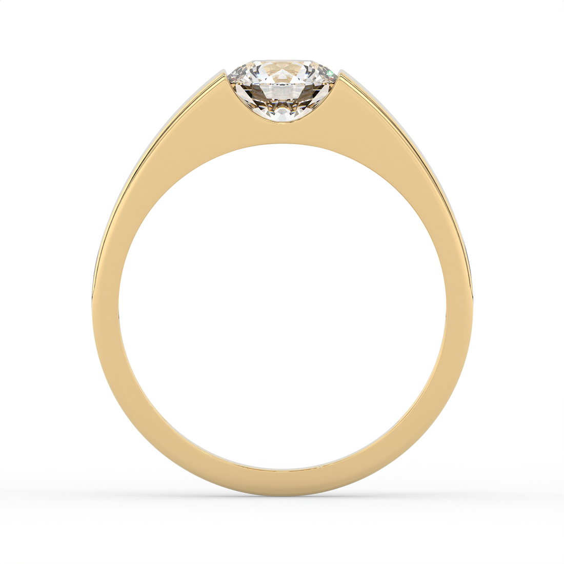 0.85 CT Round Cut Moissanite Men's Signet Ring with 6mm Solitaire in 925 Sterling Silver with 14K Gold Vermeil Plating