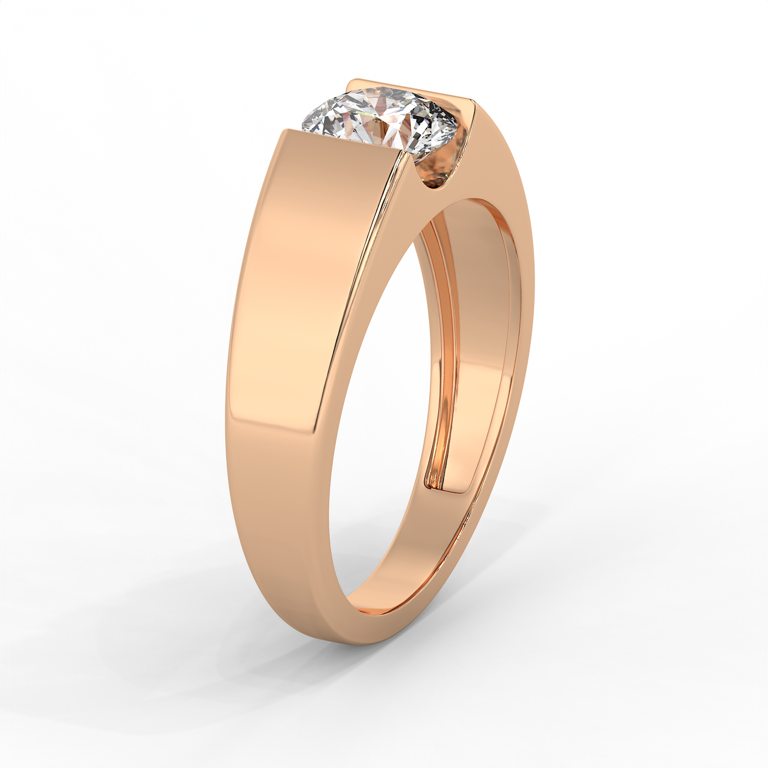 0.85 CT Round Cut Moissanite Men's Signet Ring with 6mm Solitaire in 925 Sterling Silver with 14K Gold Vermeil Plating
