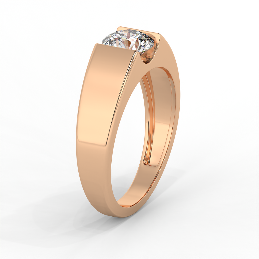 0.85 CT Round Cut Moissanite Men's Signet Ring with 6mm Solitaire in 925 Sterling Silver with 14K Gold Vermeil Plating