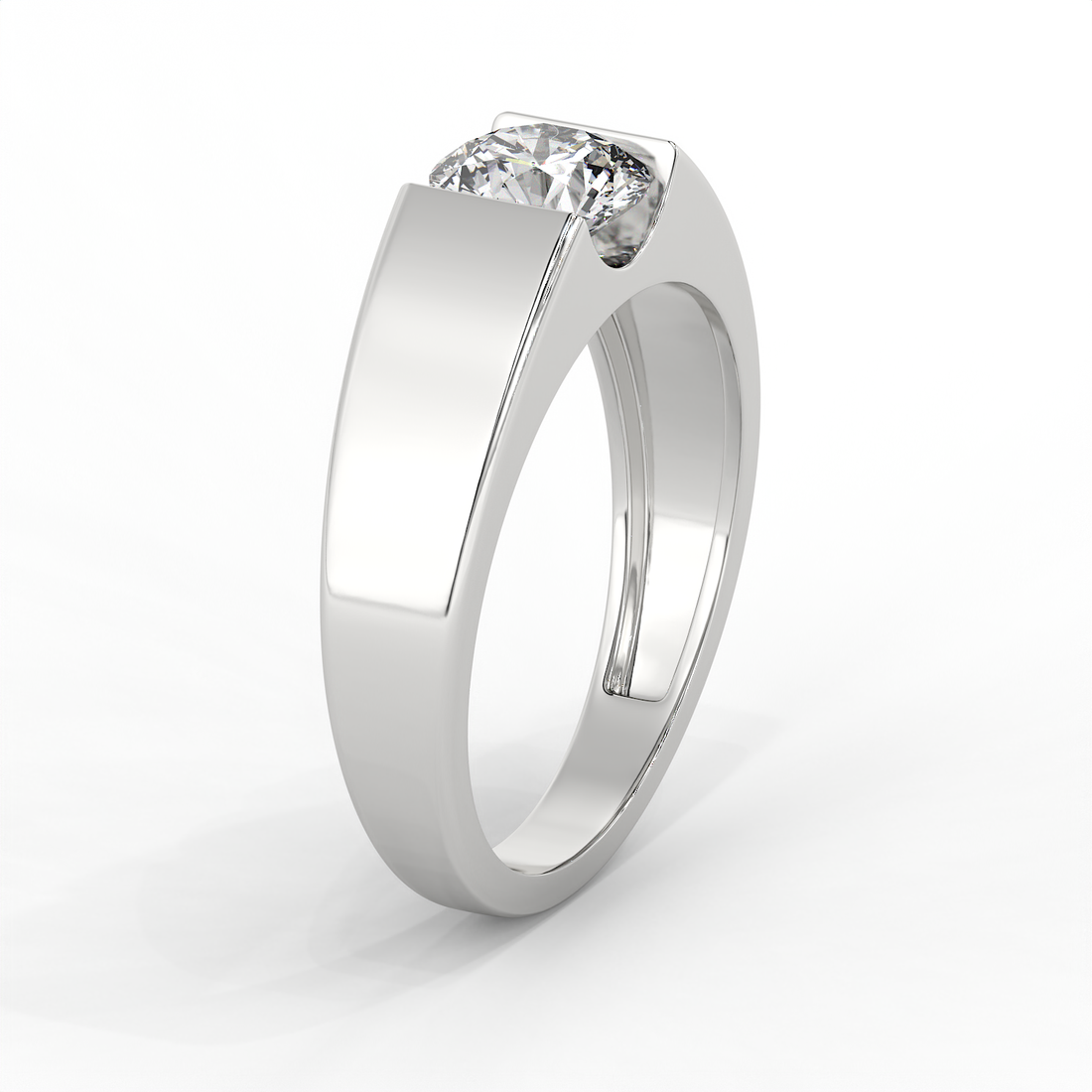 0.85 CT Round Cut Moissanite Men's Signet Ring with 6mm Solitaire in 925 Sterling Silver with 14K Gold Vermeil Plating