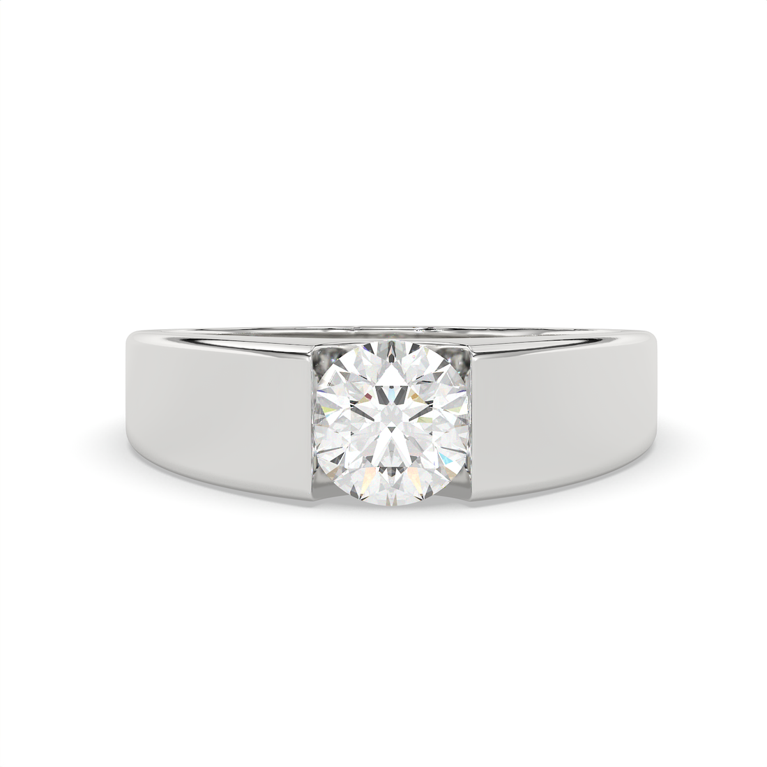0.85 CT Round Cut Moissanite Men's Signet Ring with 6mm Solitaire in 925 Sterling Silver with 14K Gold Vermeil Plating