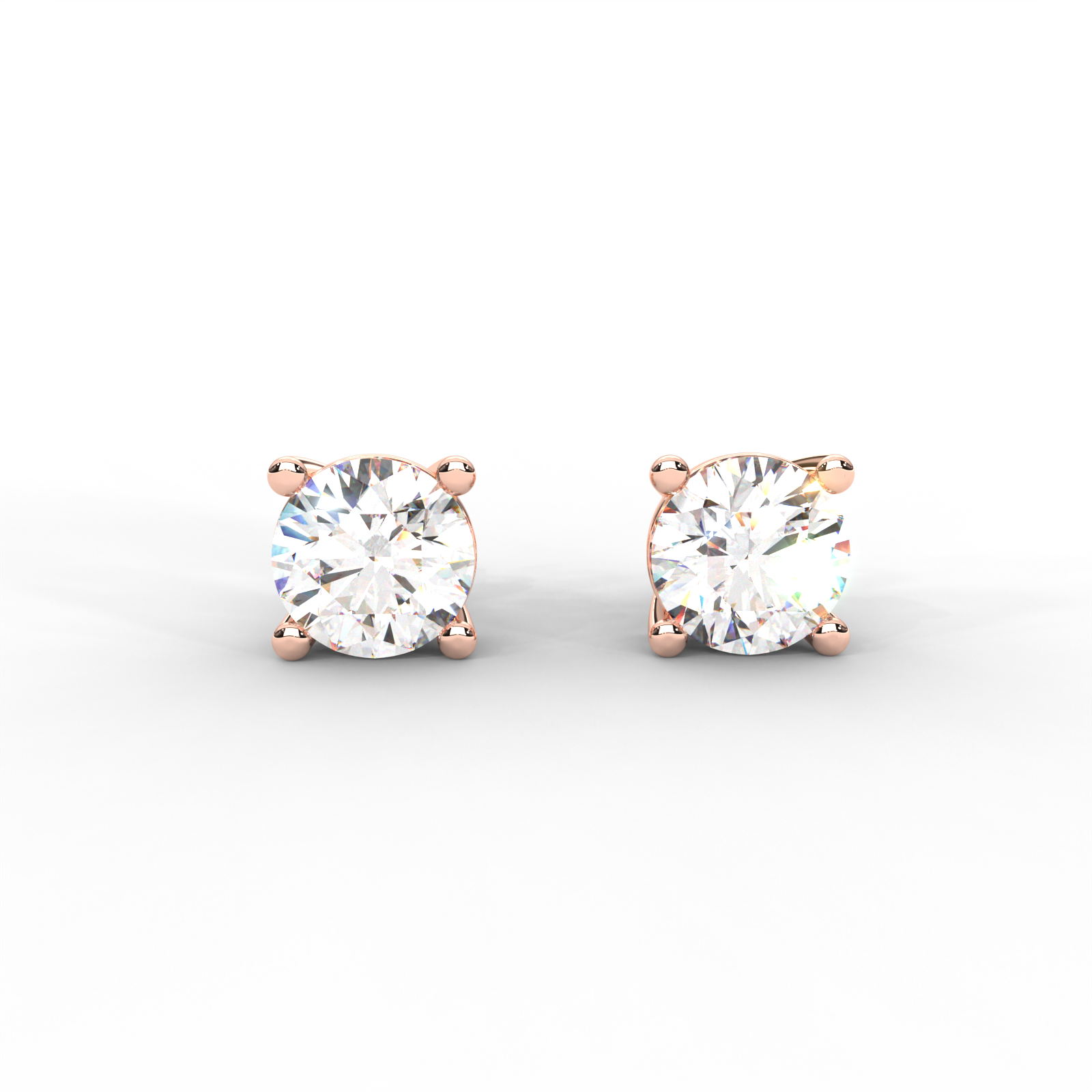 1 CARAT Round Moissanite Four Prong Screw-Back Earrings in 14K White Gold Plated