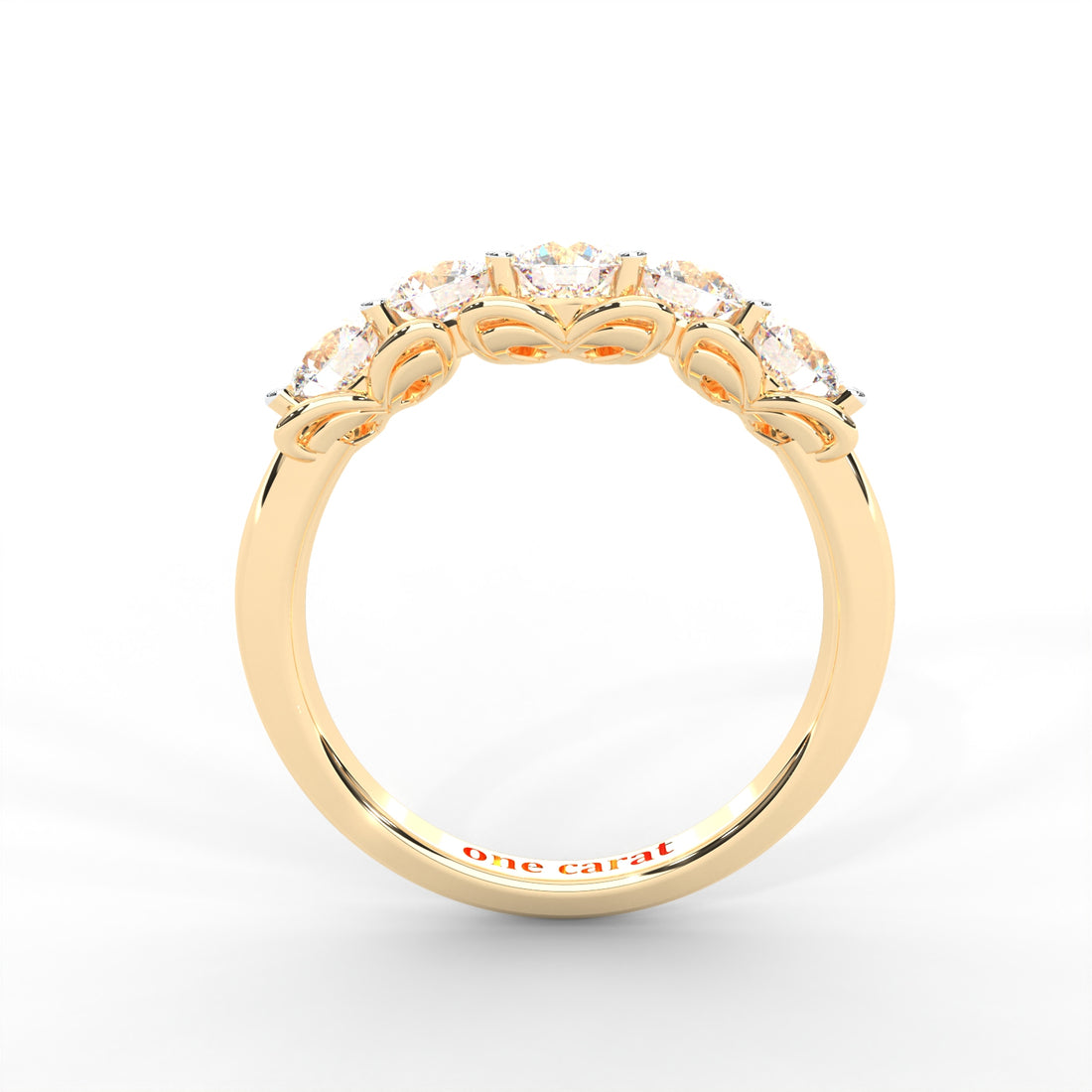 0.84 CARAT Round Moissanite Five Stone Wedding Band in 14K Rose Gold Plated