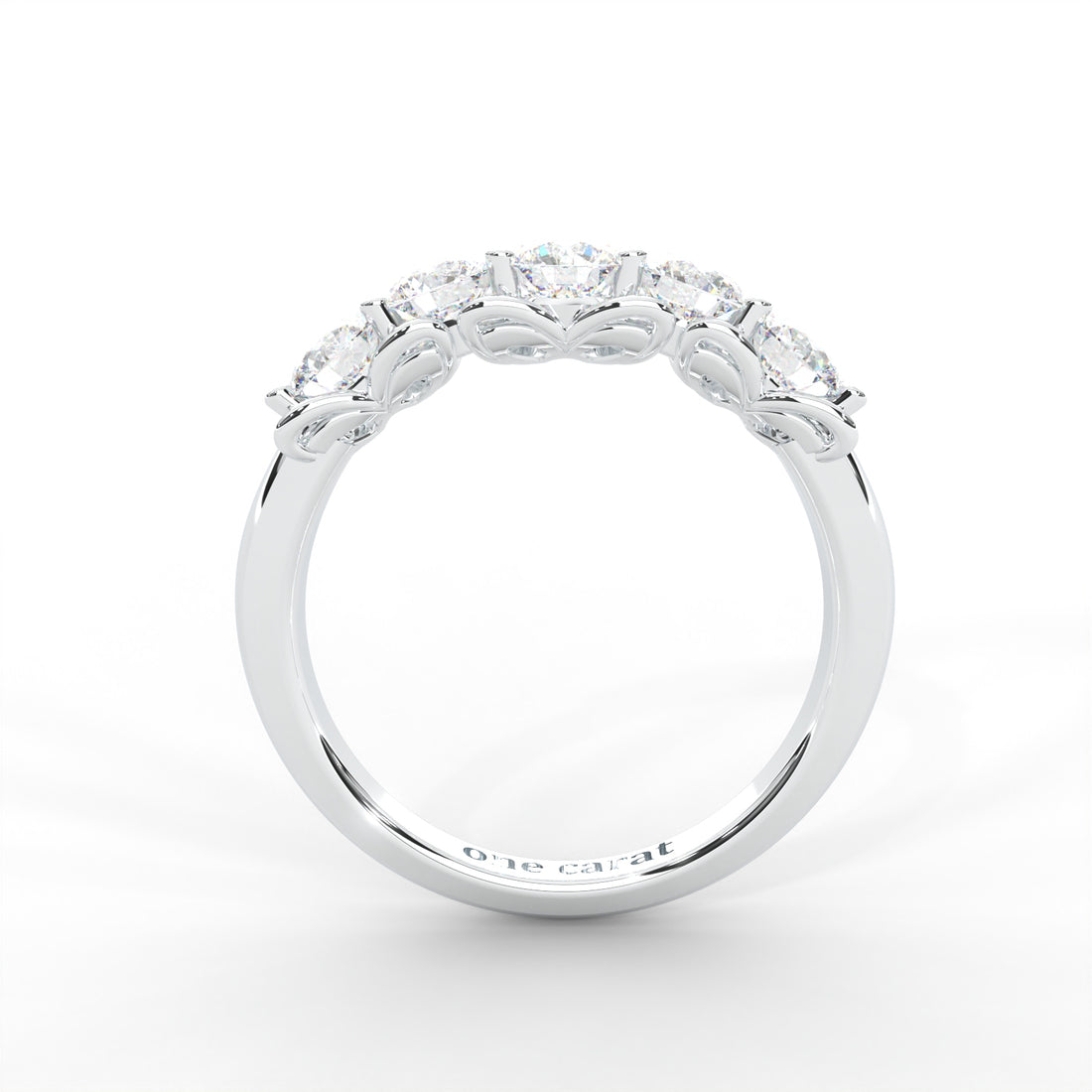 0.84 CARAT Round Moissanite Five Stone Wedding Band in 14K Rose Gold Plated