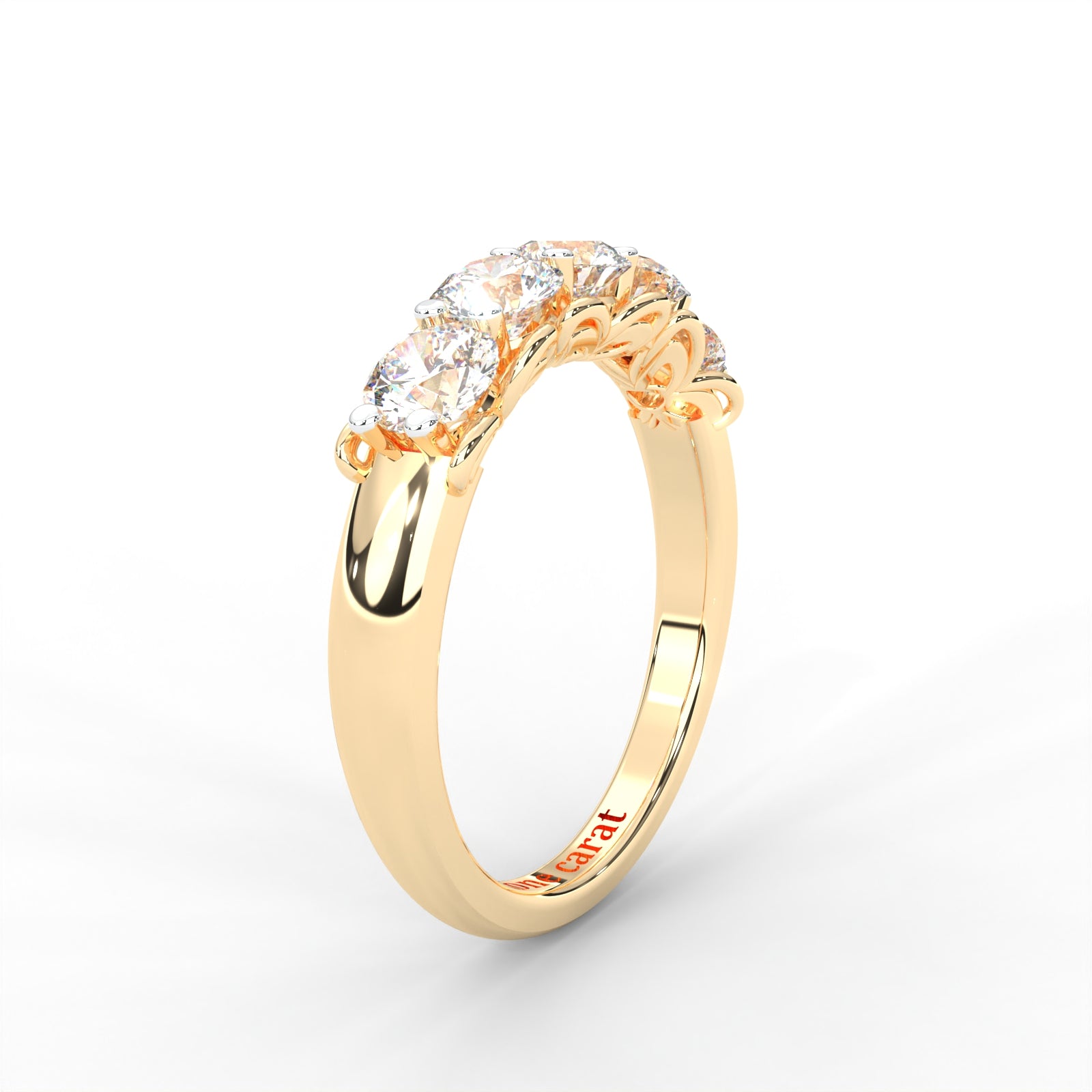 0.84 CARAT Round Moissanite Five Stone Wedding Band in 14K Rose Gold Plated