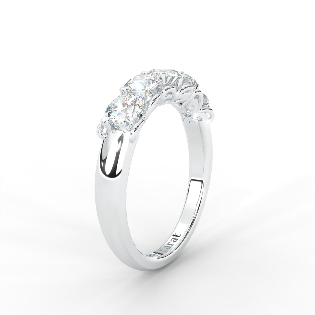 0.84 CARAT Round Moissanite Five Stone Wedding Band in 14K Rose Gold Plated
