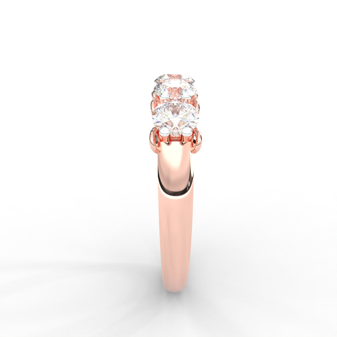 0.84 CARAT Round Moissanite Five Stone Wedding Band in 14K Rose Gold Plated