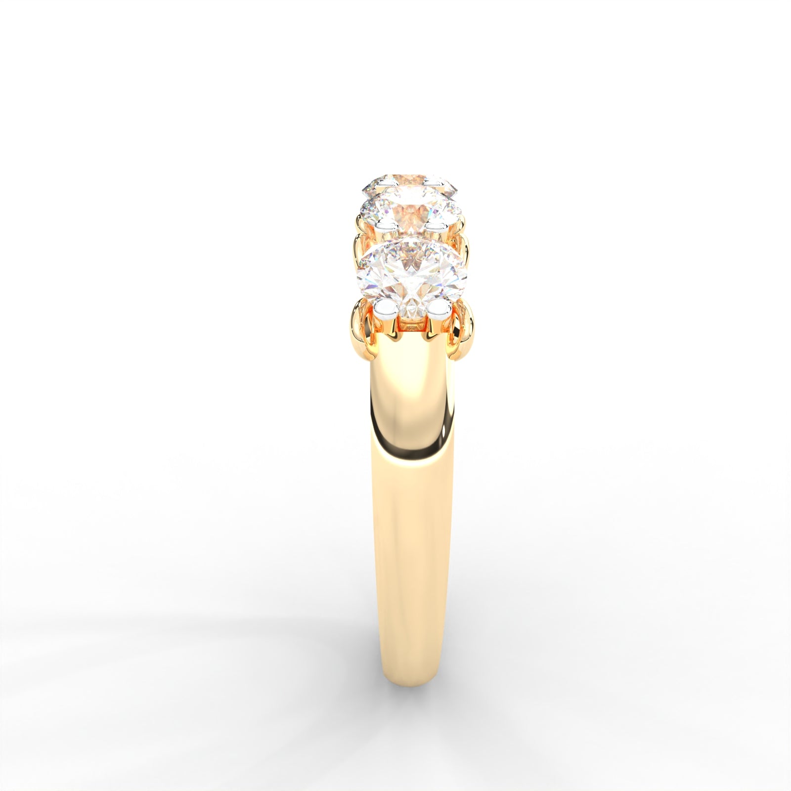 0.84 CARAT Round Moissanite Five Stone Wedding Band in 14K Rose Gold Plated