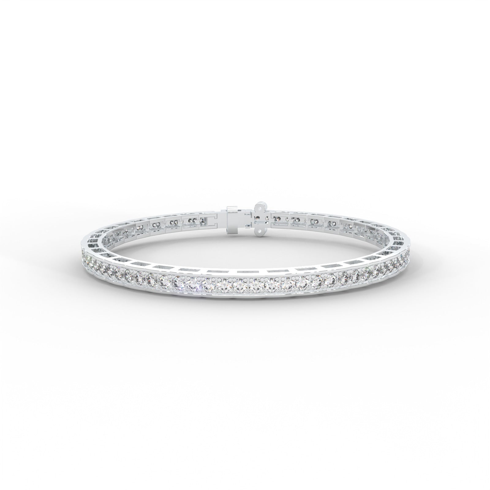 1.71 CARAT Round Moissanite Tennis Bracelet in 14K White Gold Plated