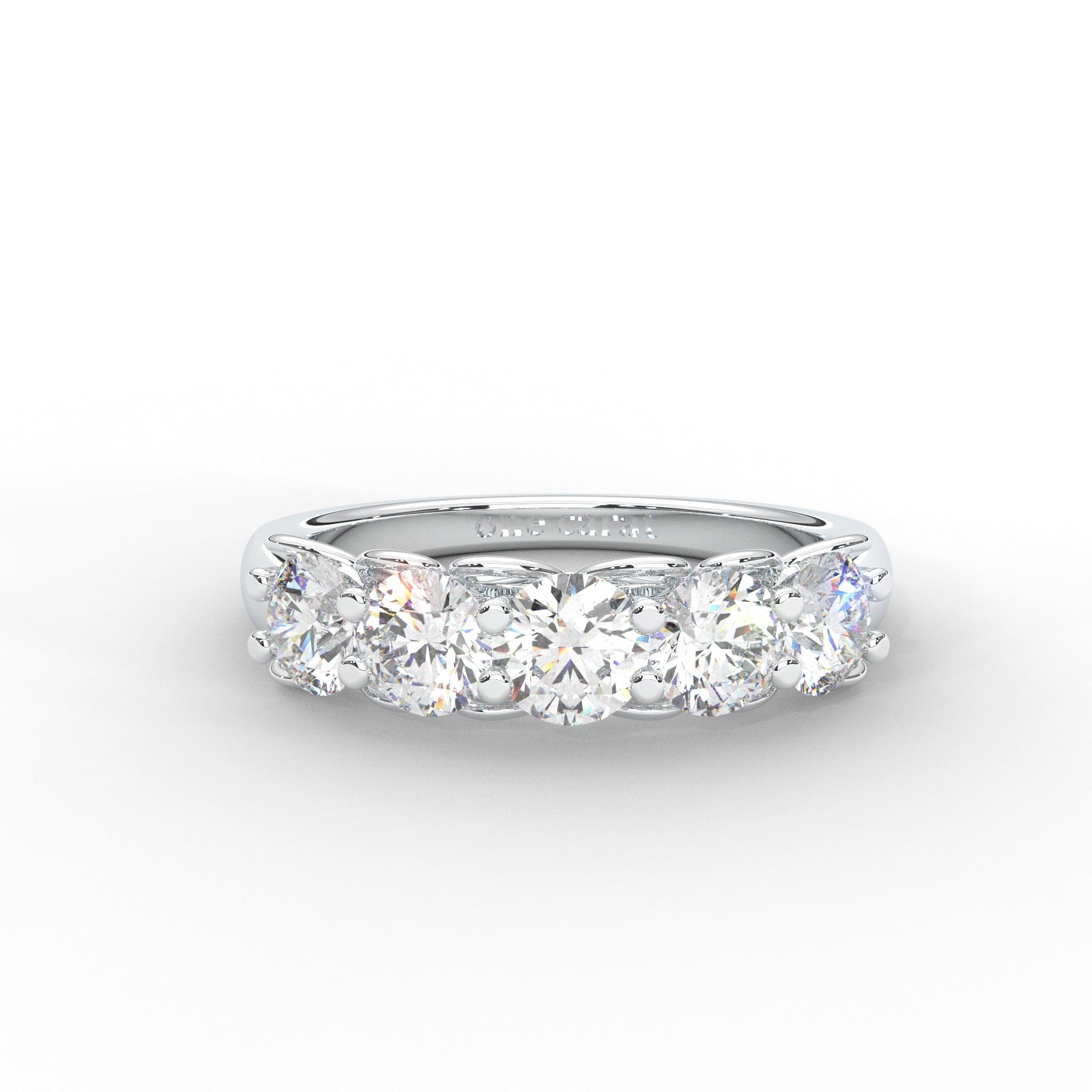 0.84 CARAT Round Moissanite Five Stone Wedding Band in 14K Rose Gold Plated