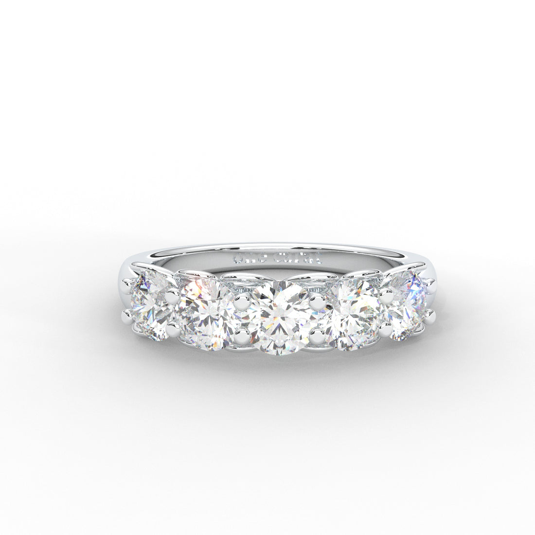 0.84 CARAT Round Moissanite Five Stone Wedding Band in 14K Rose Gold Plated