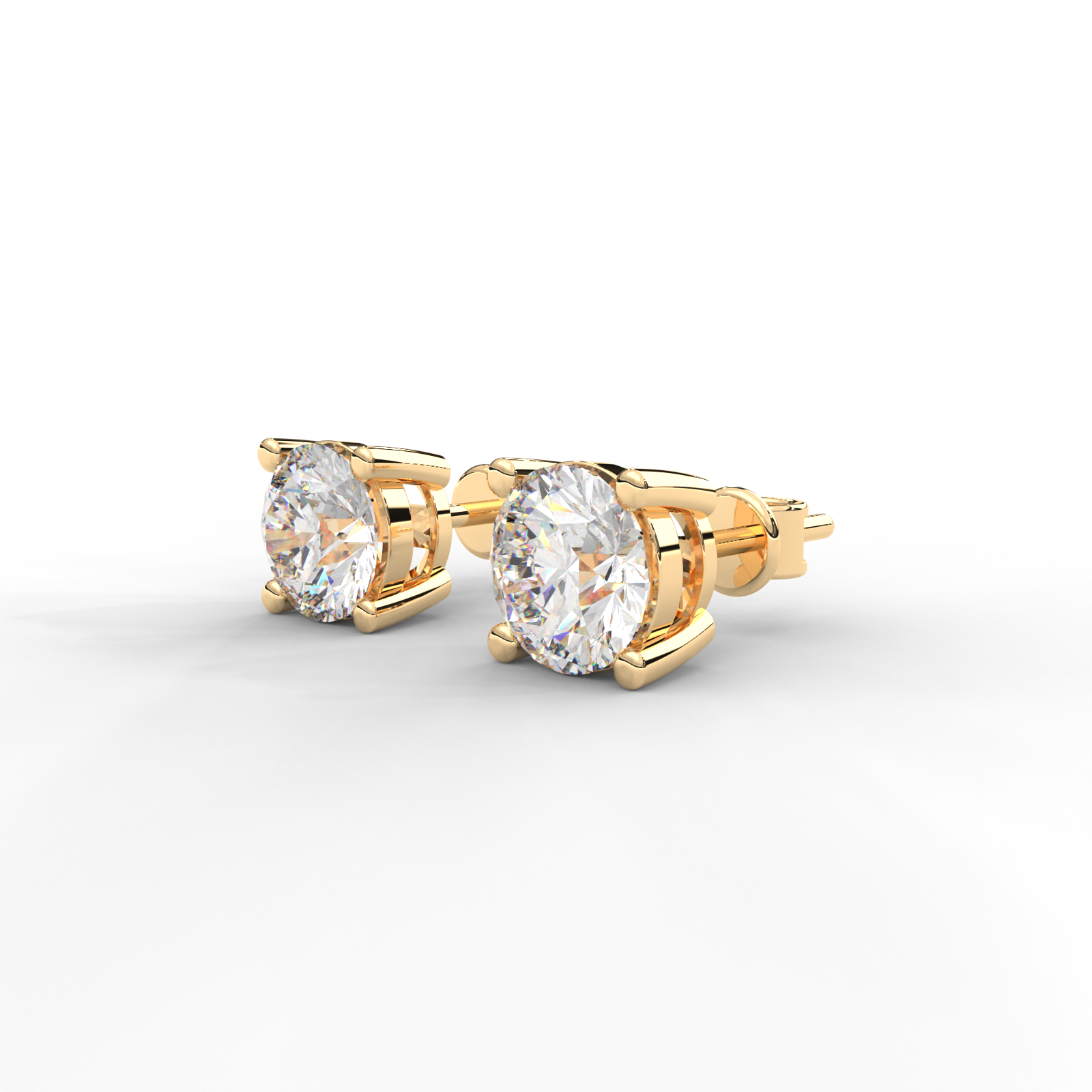 1 CARAT Round Moissanite Four Prong Screw-Back Earrings in 14K White Gold Plated