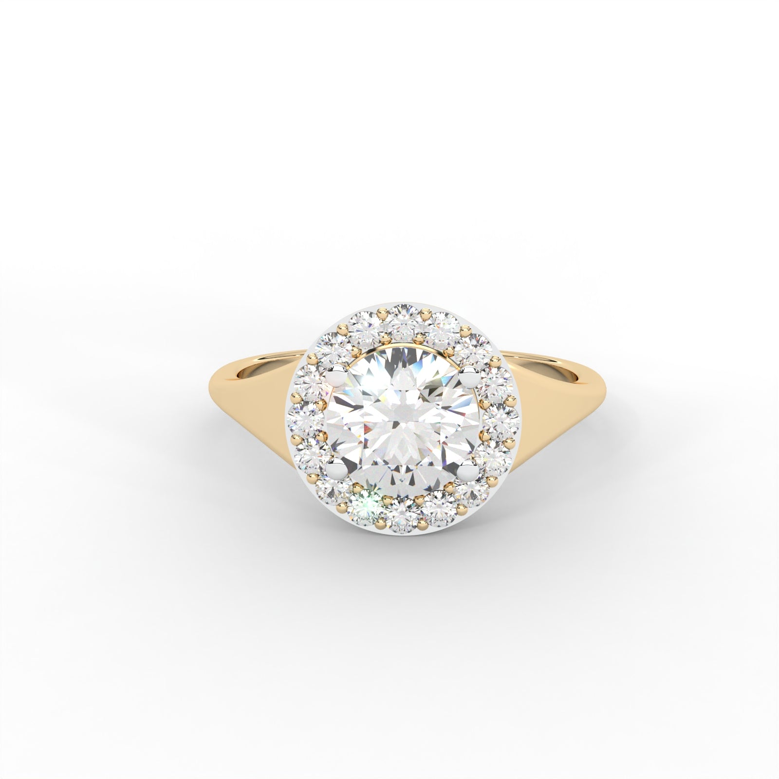 Round Moissanite Halo Knife Edge Ring - 1 CARAT in 14K Rose Gold Plated