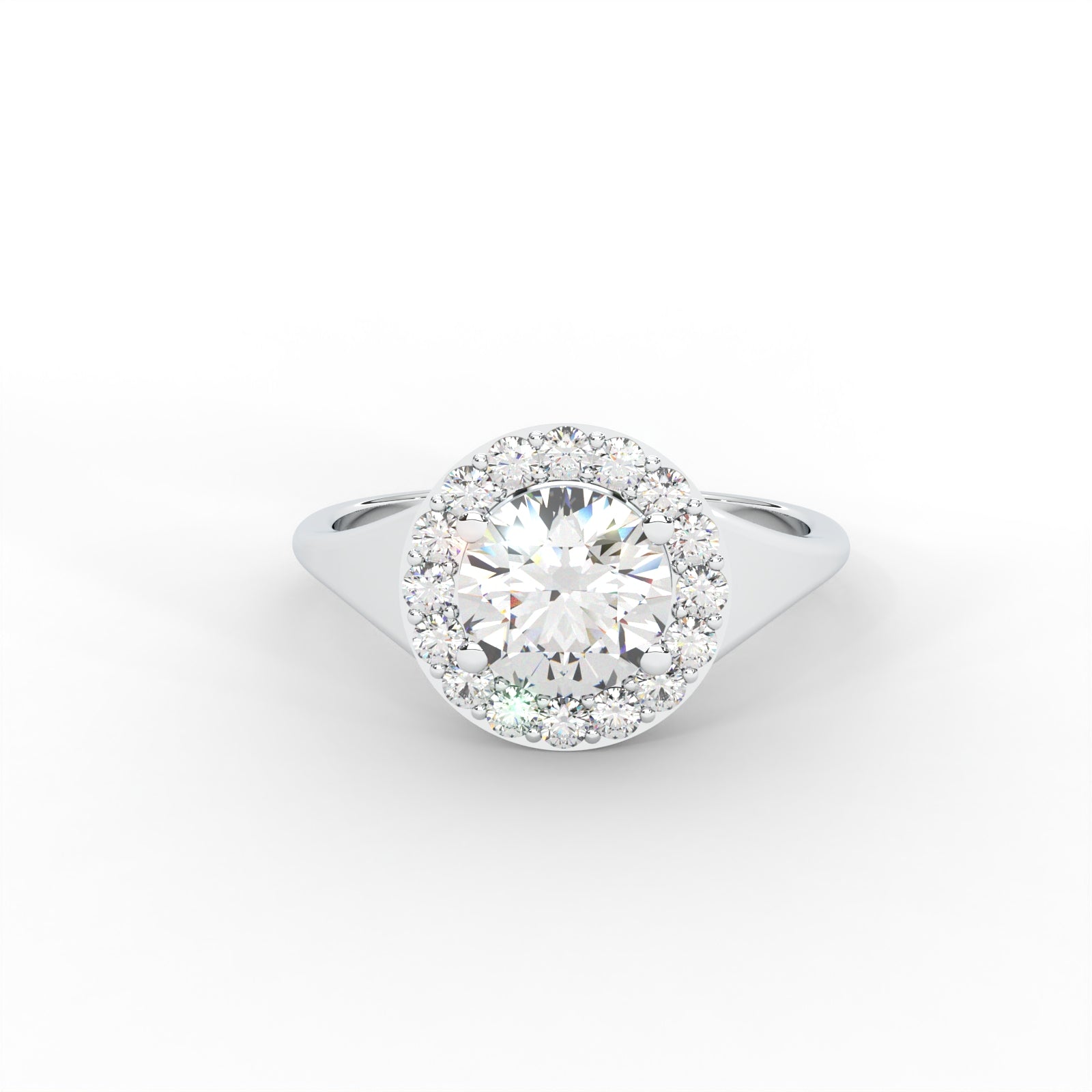 Round Moissanite Halo Knife Edge Ring - 1 CARAT in 14K Rose Gold Plated