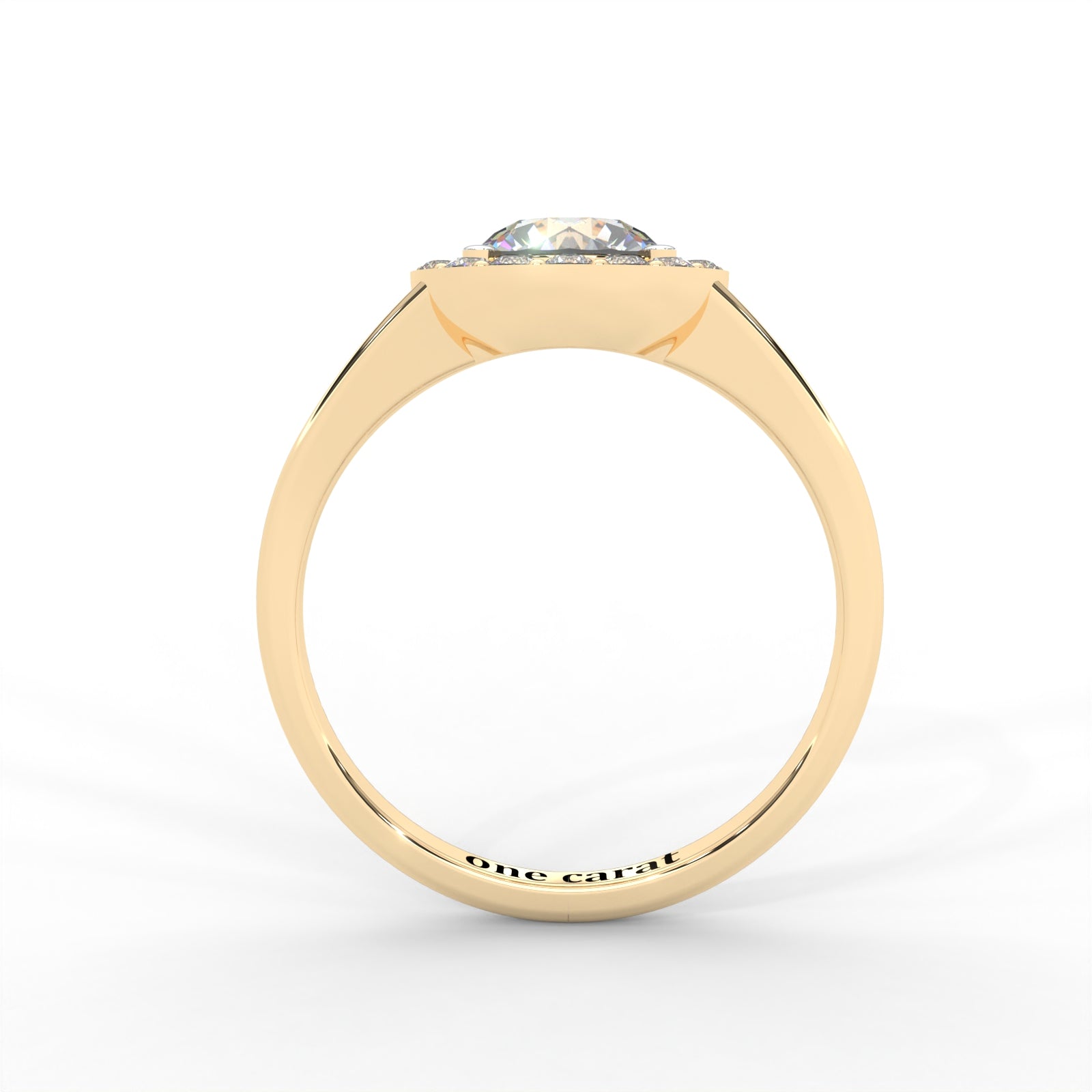 Round Moissanite Halo Knife Edge Ring - 1 CARAT in 14K Rose Gold Plated