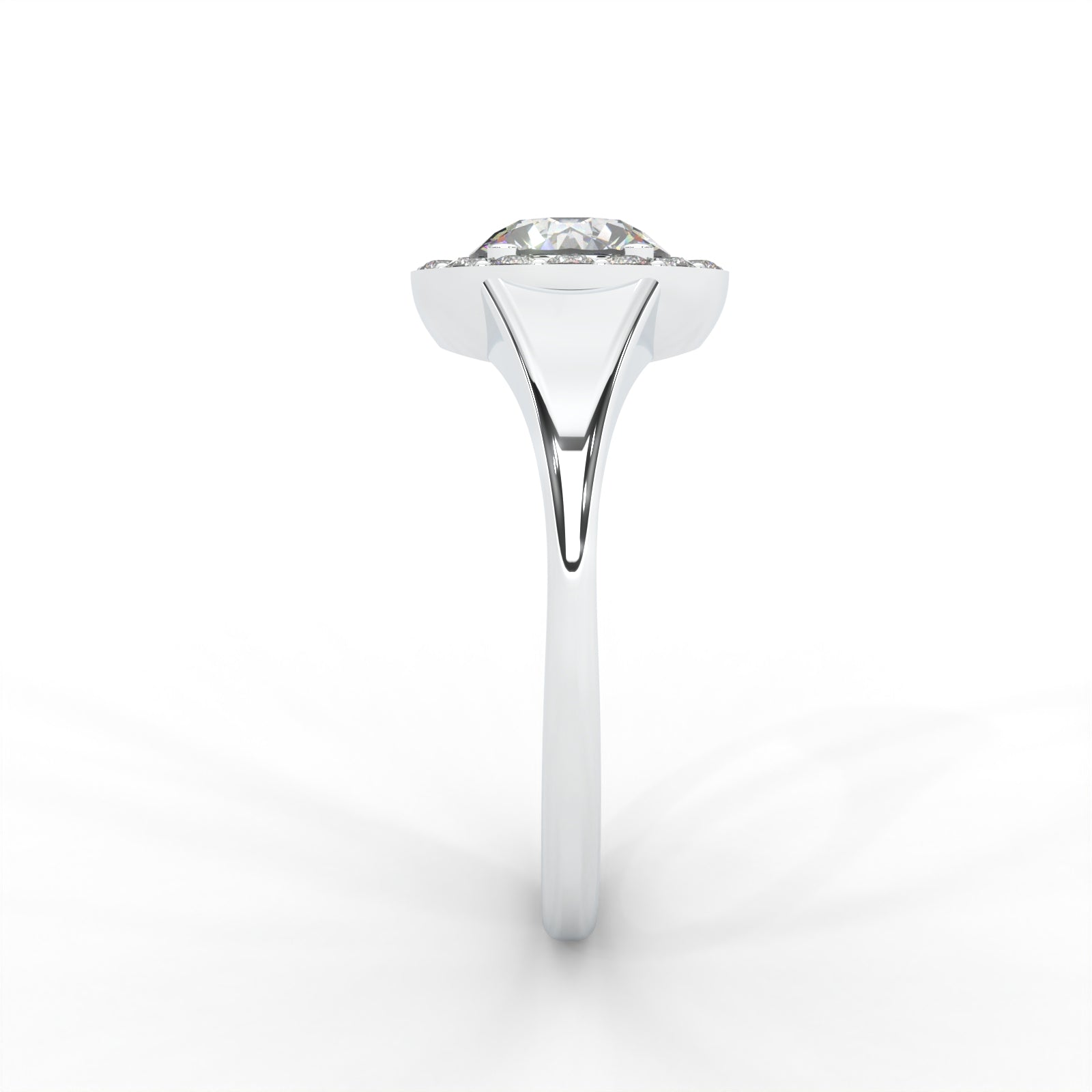 Round Moissanite Halo Knife Edge Ring - 1 CARAT in 14K Rose Gold Plated