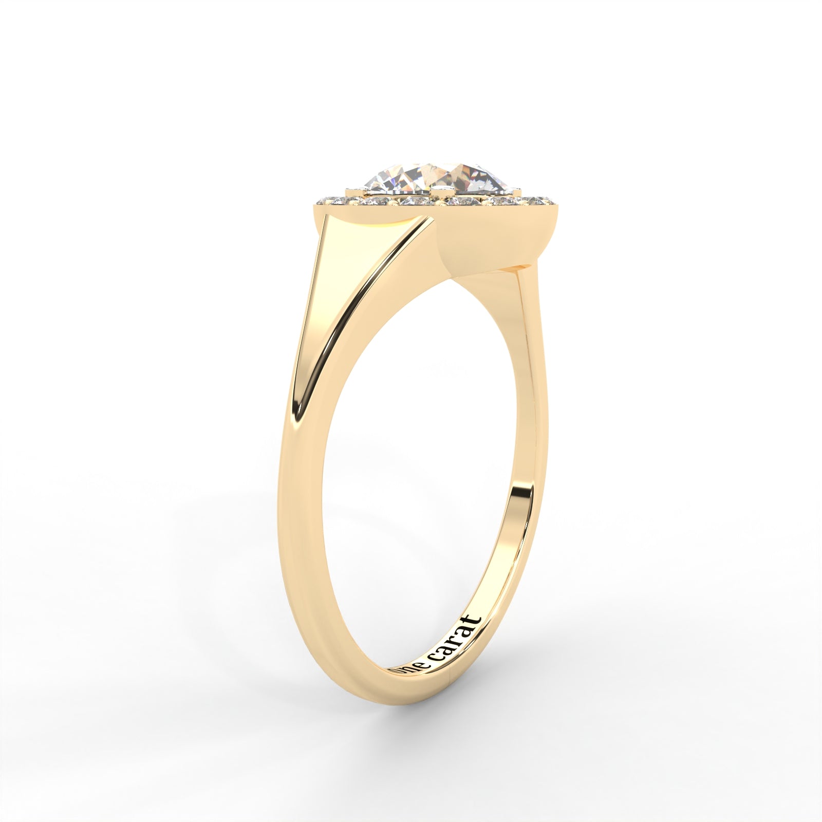 Round Moissanite Halo Knife Edge Ring - 1 CARAT in 14K Rose Gold Plated