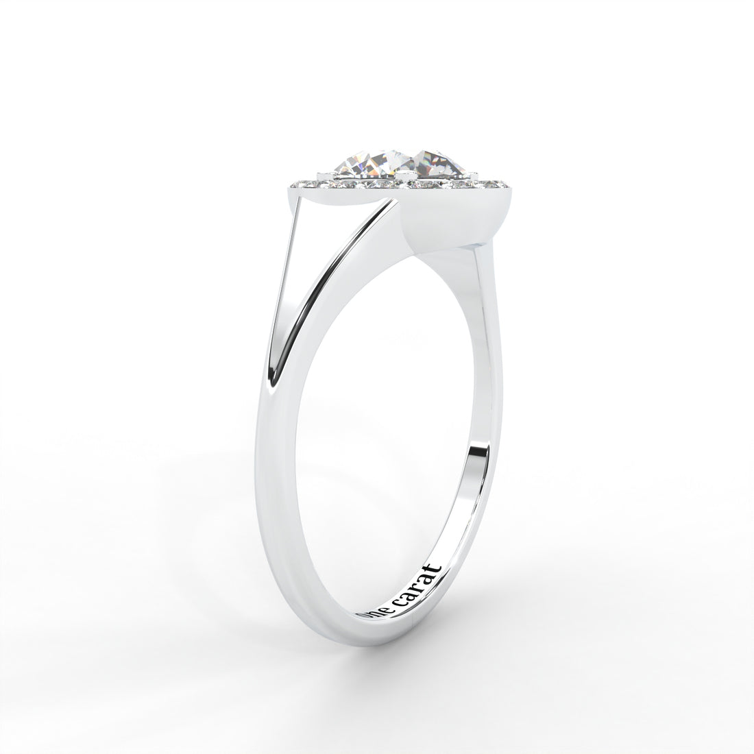 Round Moissanite Halo Knife Edge Ring - 1 CARAT in 14K Rose Gold Plated