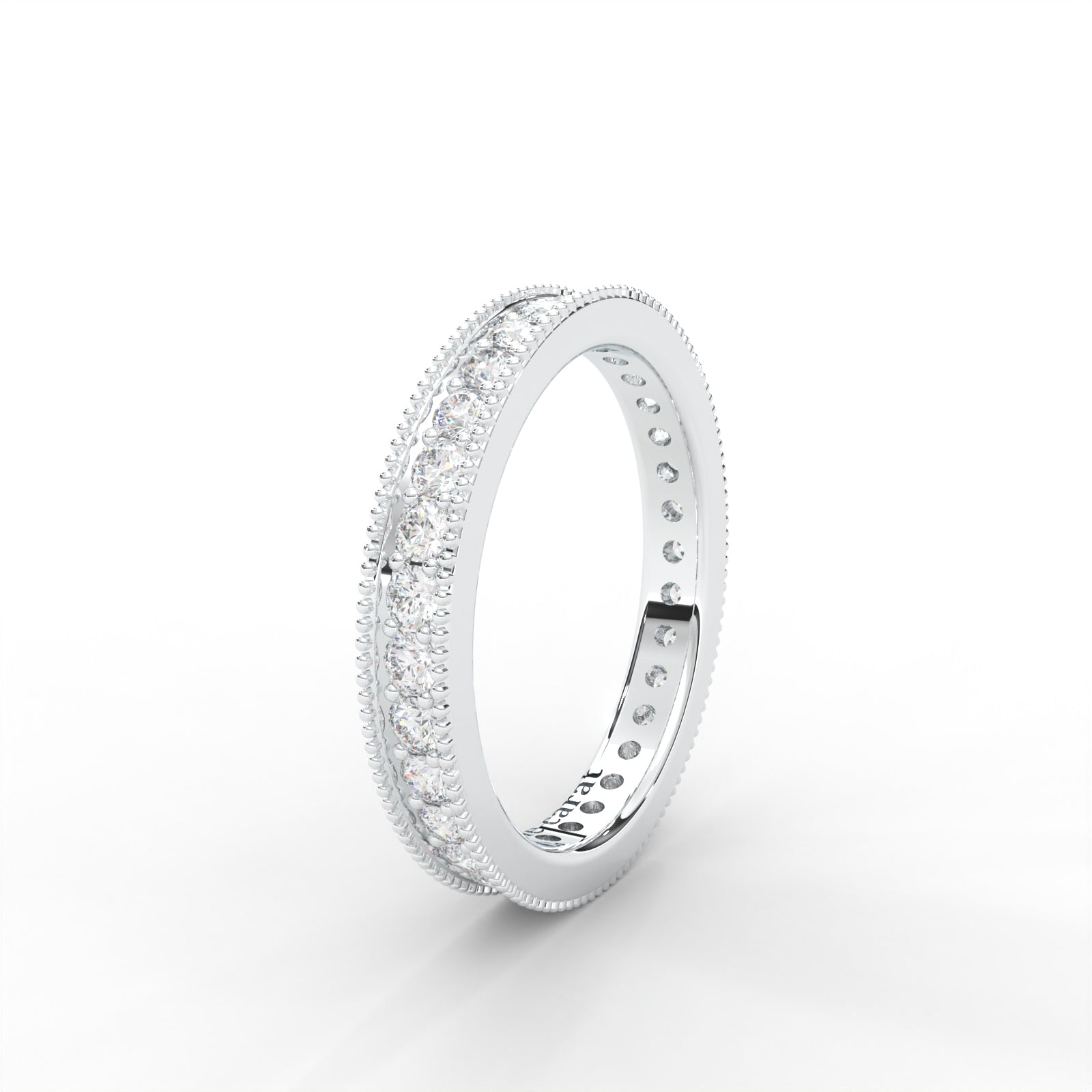 1 CARAT Round Moissanite Milgrain Channel Set Eternity Band in 14K Rose Gold Plated