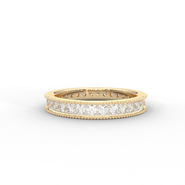 1 CARAT Round Moissanite Milgrain Channel Set Eternity Band in 14K Rose Gold Plated