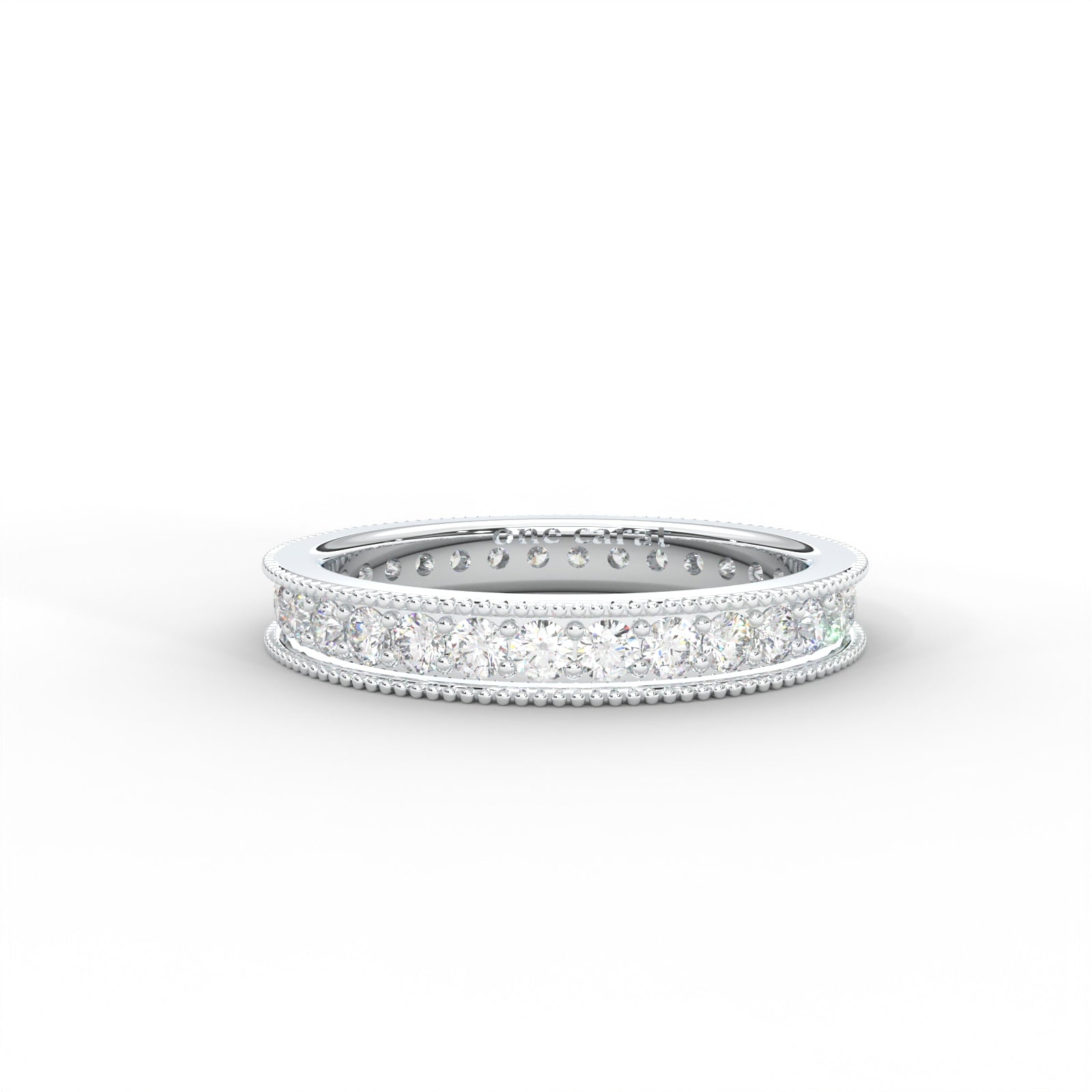 1 CARAT Round Moissanite Milgrain Channel Set Eternity Band in 14K Rose Gold Plated