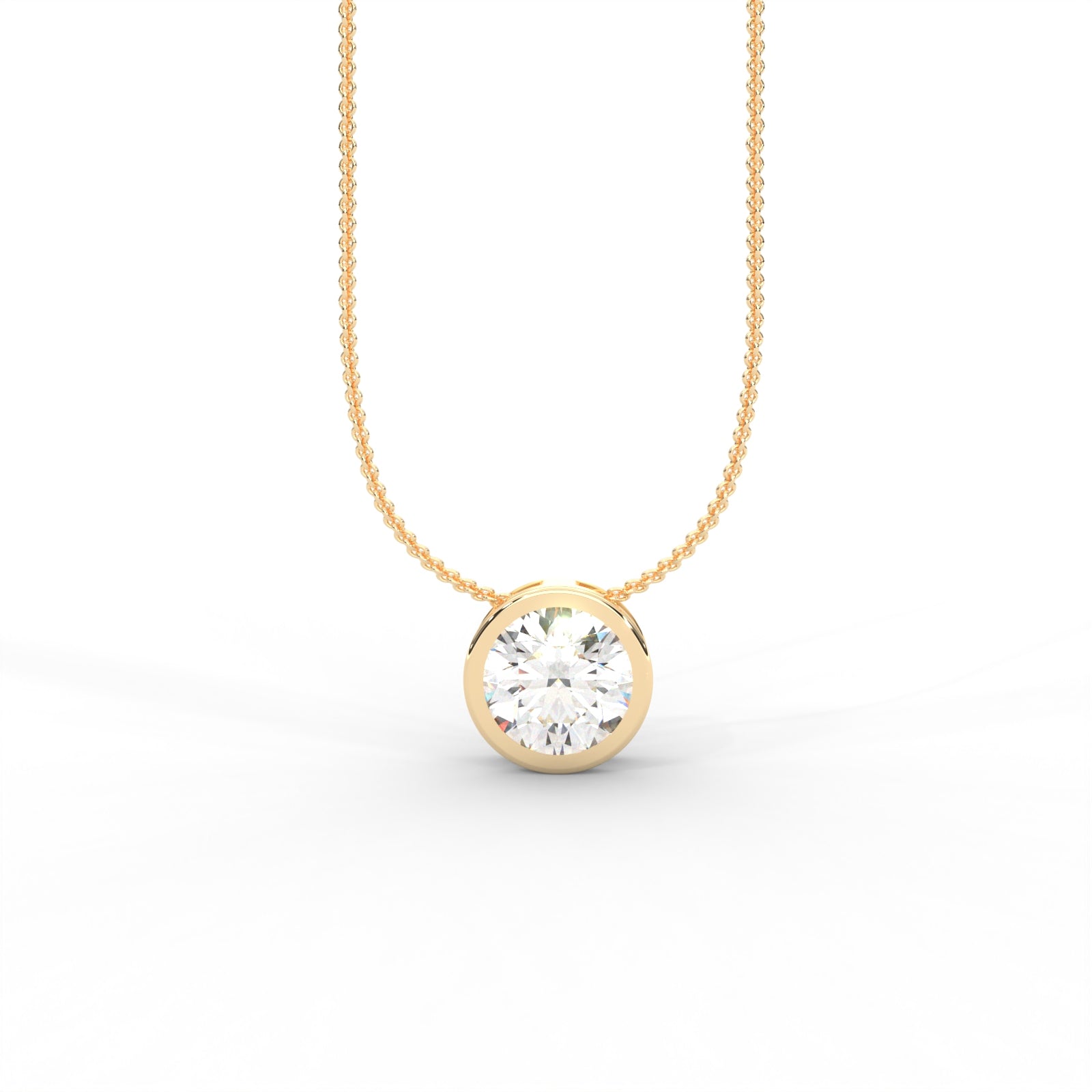 Round Moissanite Bezel Set Solitaire Pendant - 1 CARAT in 14K Yellow Gold Plated