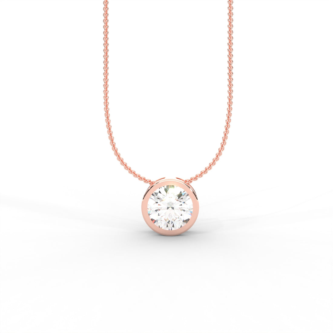 Round Moissanite Bezel Set Solitaire Pendant - 1 CARAT in 14K Yellow Gold Plated